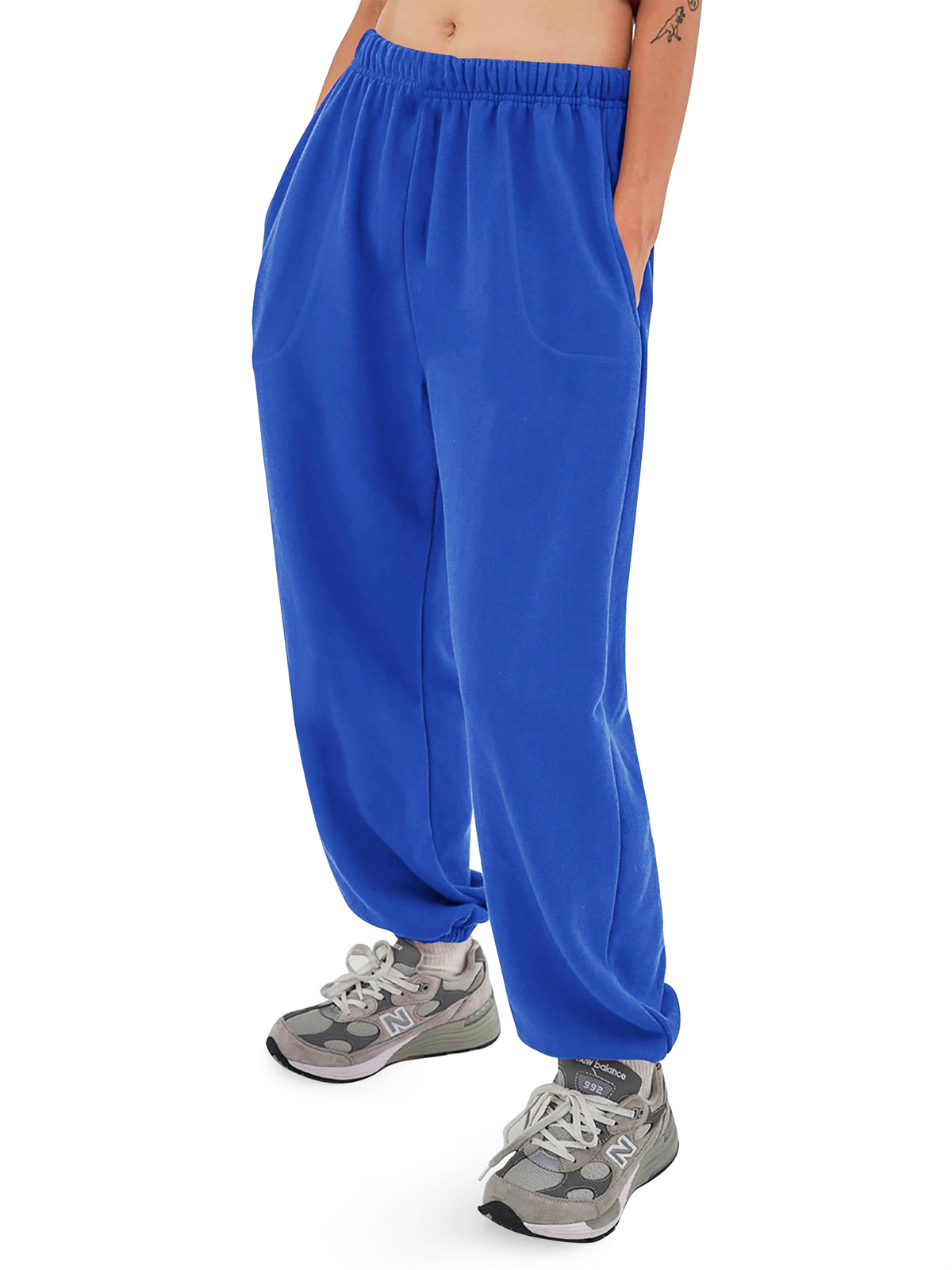 Women’s Women Oversized Fit Lounge Jogger Sweatpants with Pocket S-2XL in Royal Blue - Hat and Beyond fleece joggers