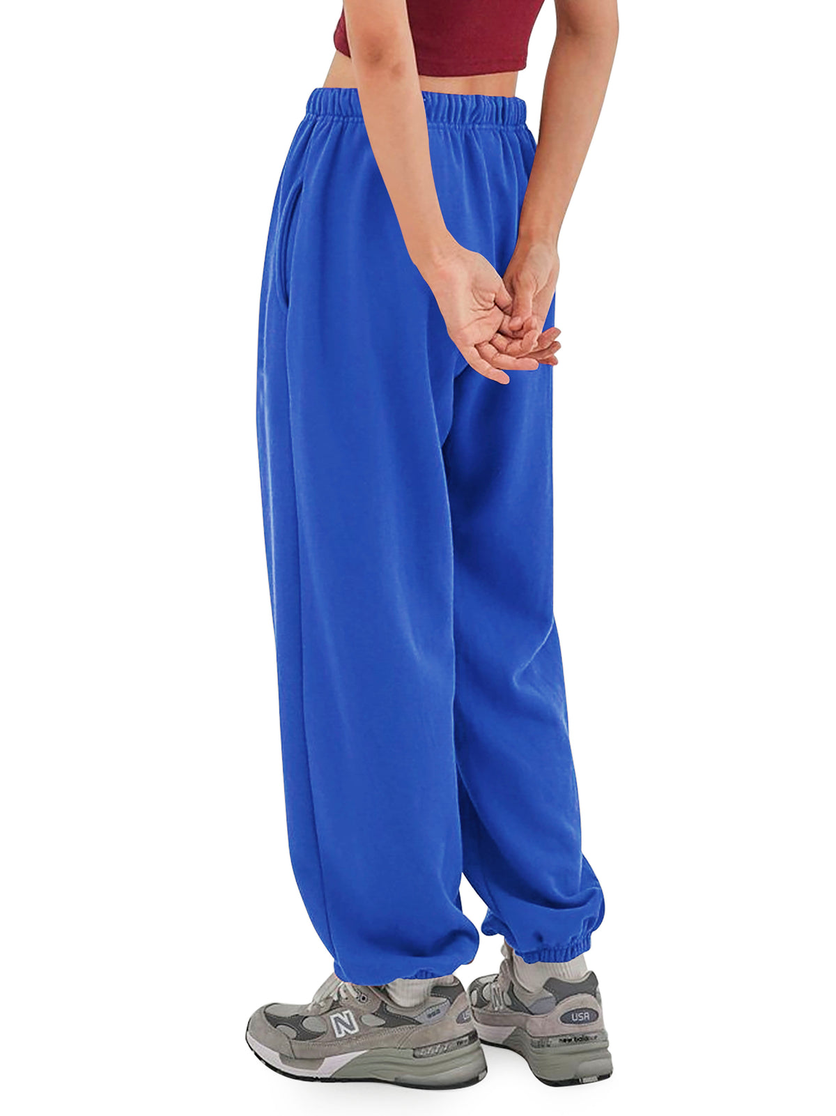 Women’s Women Oversized Fit Lounge Jogger Sweatpants with Pocket S-2XL in Royal Blue - Hat and Beyond fleece joggers