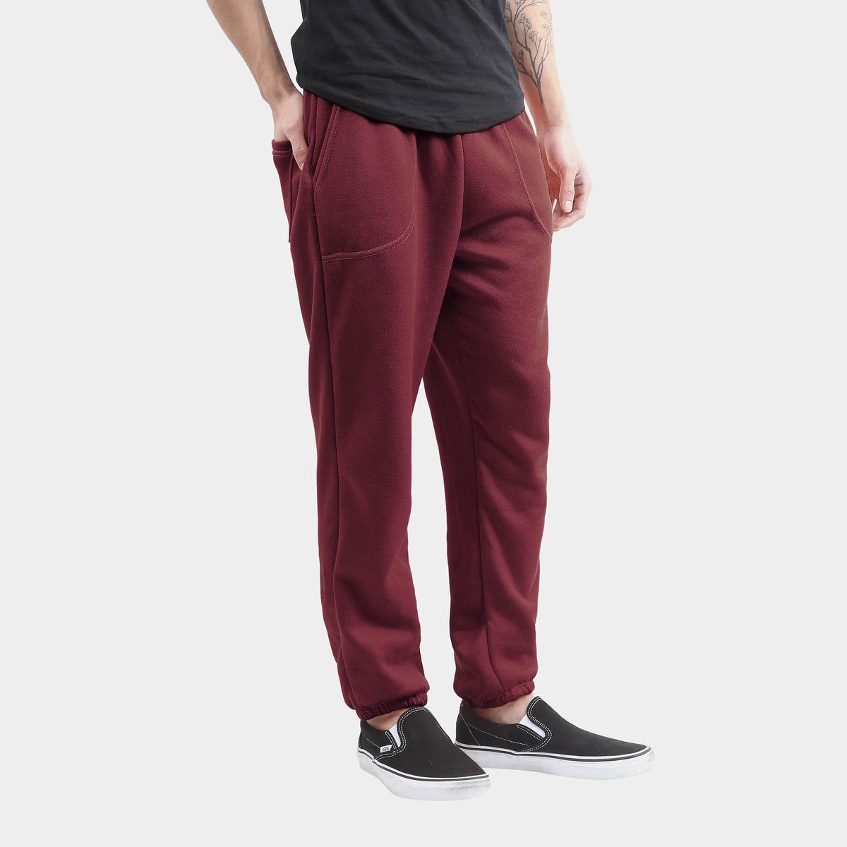 Men’s Lightweight Sweatpants in sweatpants_joggers for men_mens sweatpants_boys joggers_mens jogger pants_boys sweatpants_pants jogger_Burgundy - Hat and Beyond fleece joggers