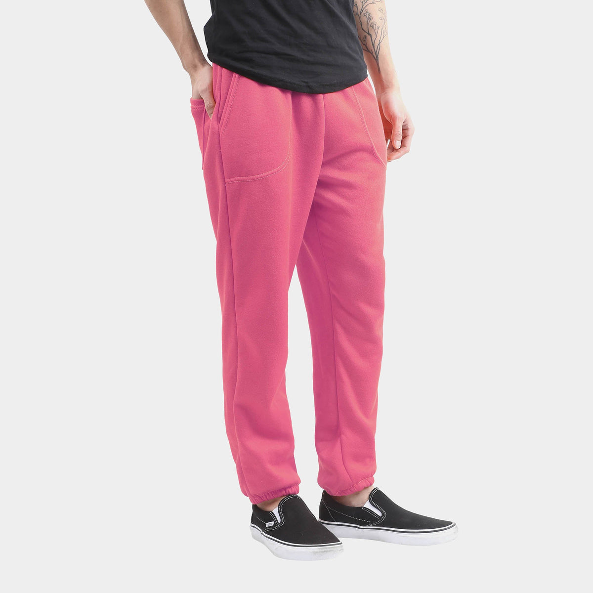 Men’s Lightweight Sweatpants Plus Size 3XL-5XL in Hot Pink - Hat and Beyond fleece joggers