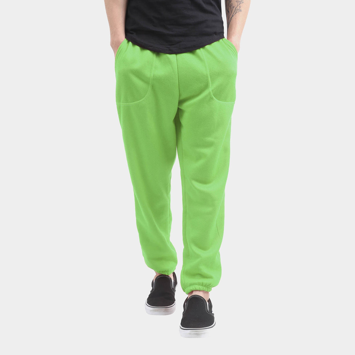 Men’s Lightweight Sweatpants Plus Size 3XL-5XL in Lime - Hat and Beyond fleece joggers