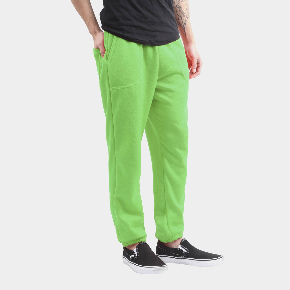 Men’s Lightweight Sweatpants Plus Size 3XL-5XL in Lime - Hat and Beyond fleece joggers