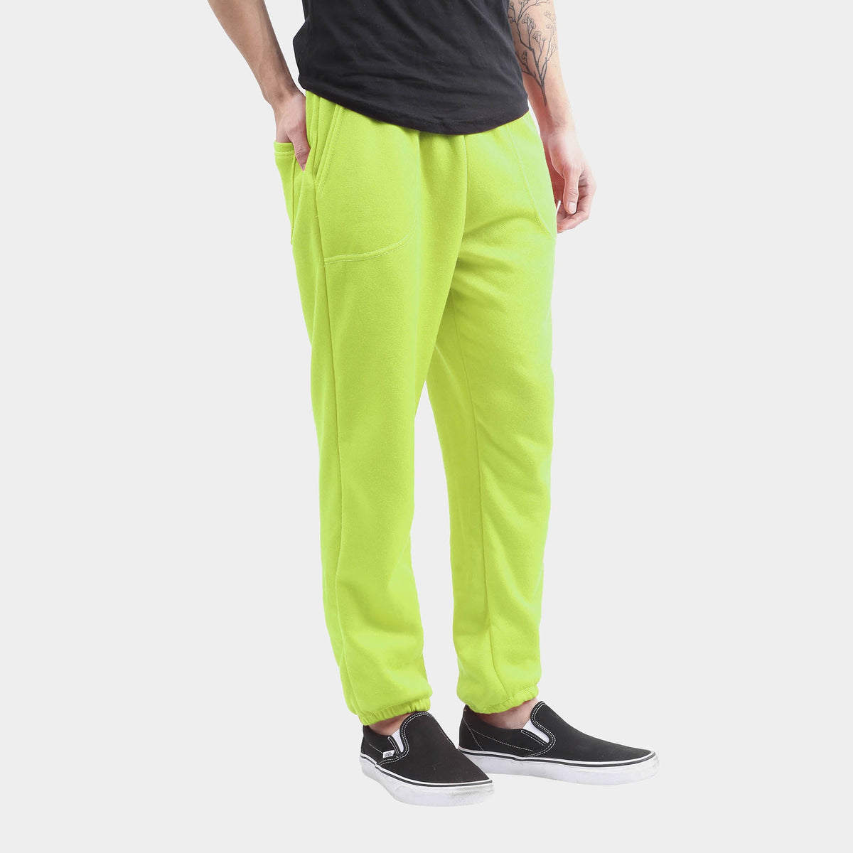 Men’s Lightweight Sweatpants Plus Size 3XL-5XL in Neon Lime - Hat and Beyond fleece joggers