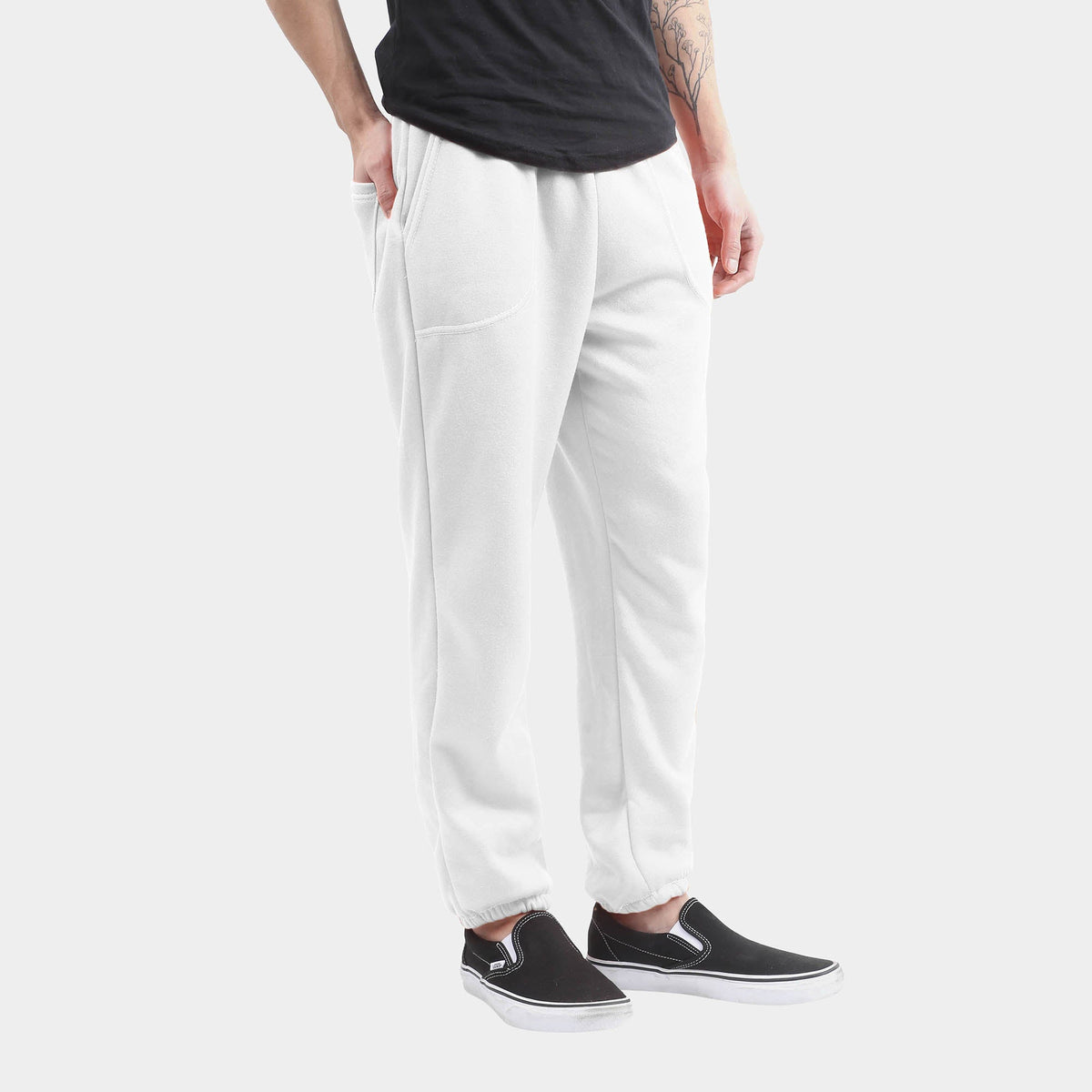 Men’s Lightweight Sweatpants Plus Size 3XL-5XL in White - Hat and Beyond fleece joggers