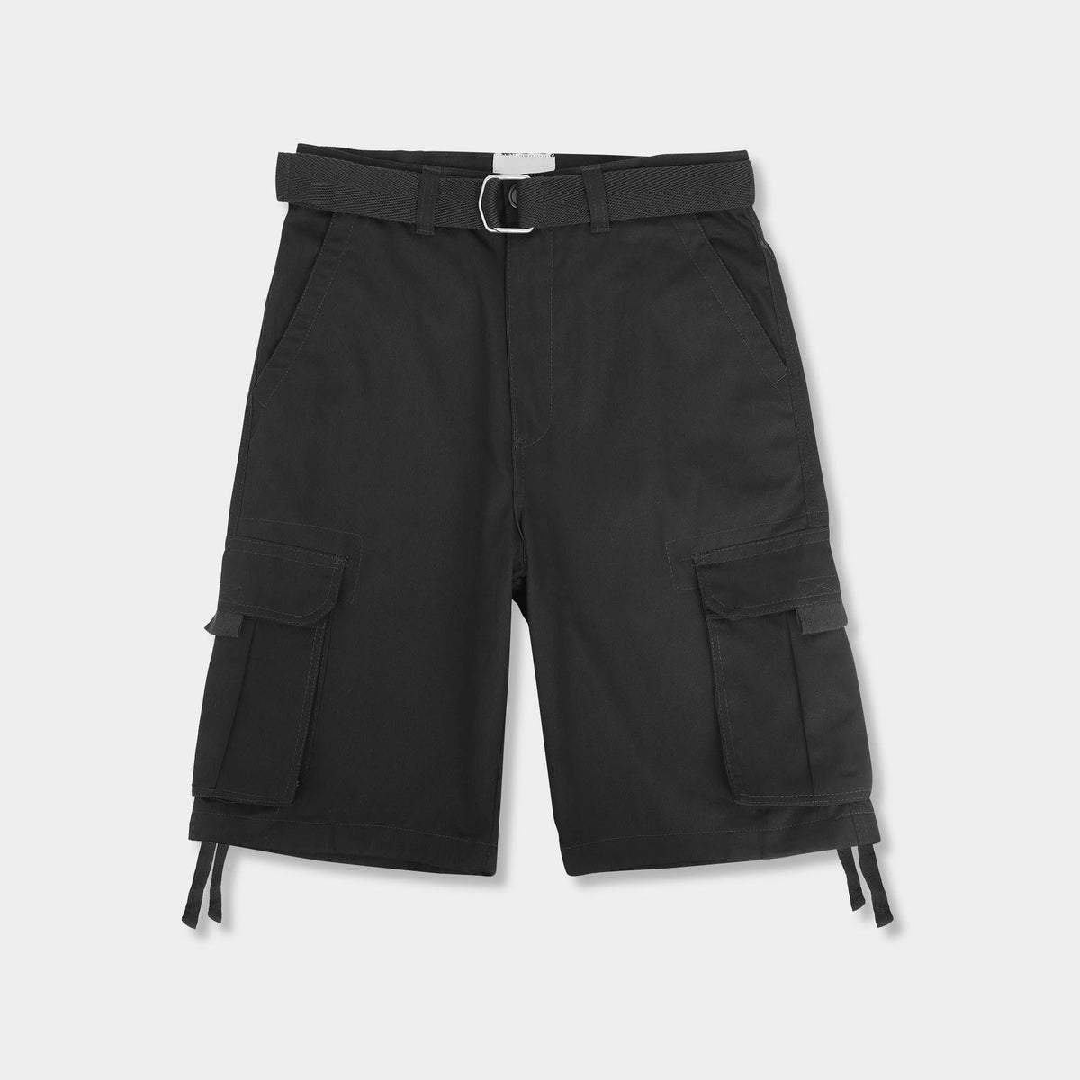 Men’s Premium Loose Fit Twill Cargo Shorts with Belt in Black - Hat and Beyond casual shorts