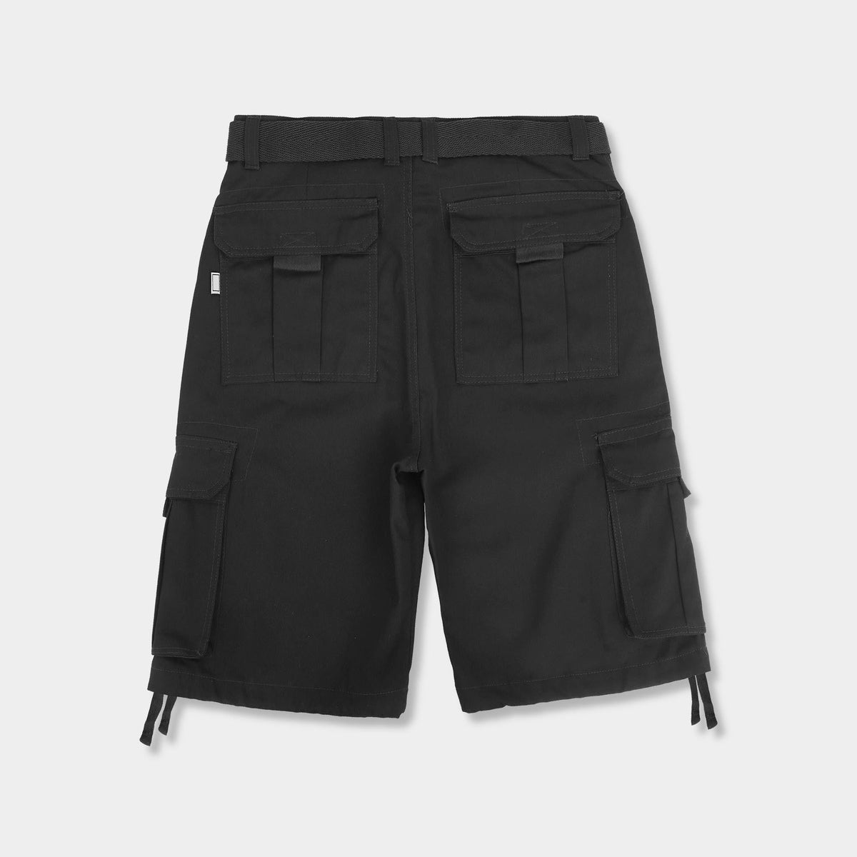 Men’s Premium Loose Fit Twill Cargo Shorts with Belt in Black - Hat and Beyond casual shorts