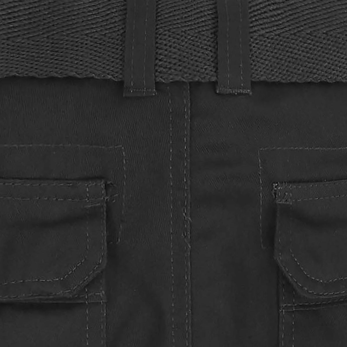 Men’s Premium Loose Fit Twill Cargo Shorts with Belt in Black - Hat and Beyond casual shorts