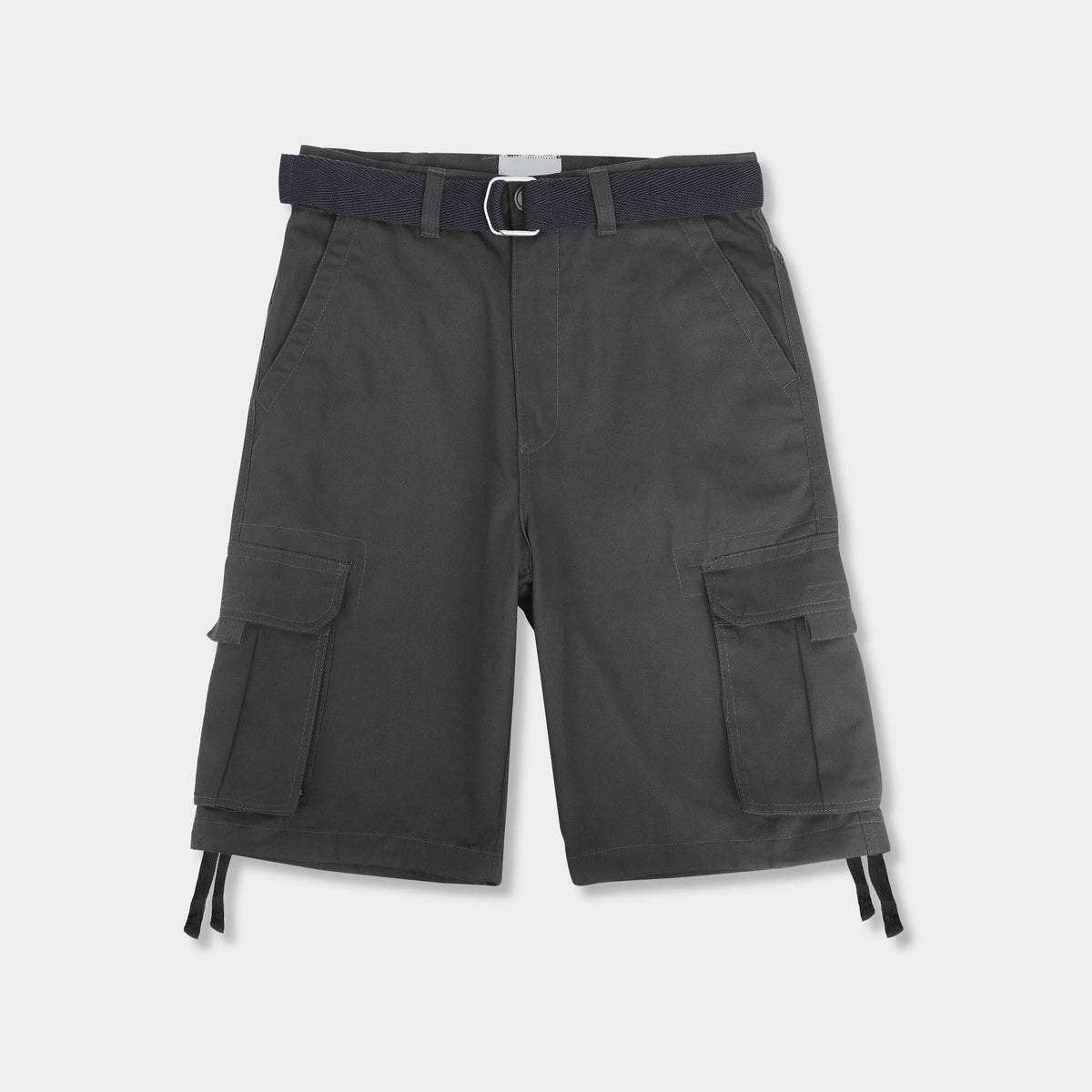 Men’s Premium Loose Fit Twill Cargo Shorts with Belt in Dark Gray - Hat and Beyond casual shorts