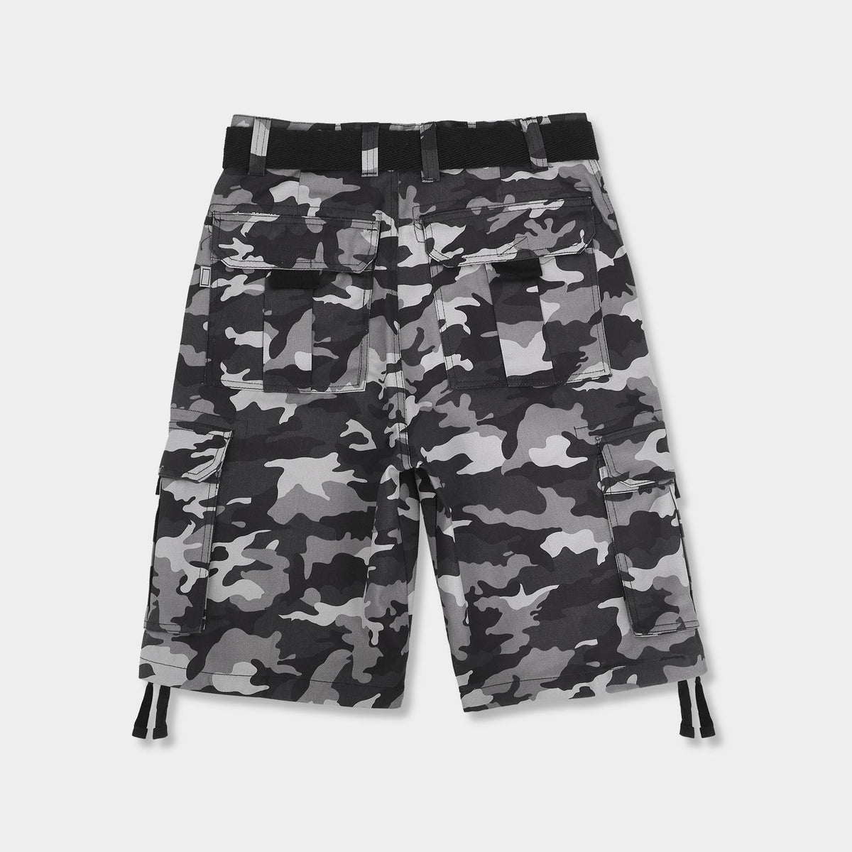 Men’s Premium Loose Fit Twill Cargo Shorts with Belt in Gray Camo - Hat and Beyond casual shorts