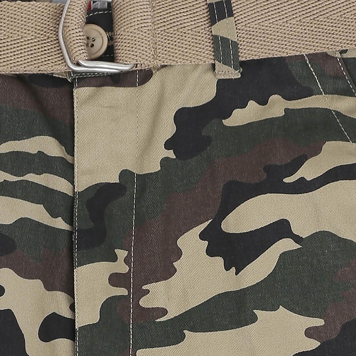 Men’s Premium Loose Fit Twill Cargo Shorts with Belt in Green Camo - Hat and Beyond casual shorts