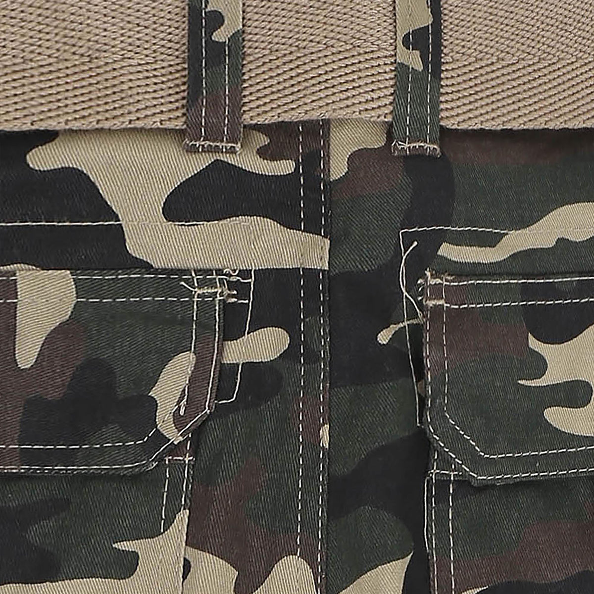 Men’s Premium Loose Fit Twill Cargo Shorts with Belt in Green Camo - Hat and Beyond casual shorts