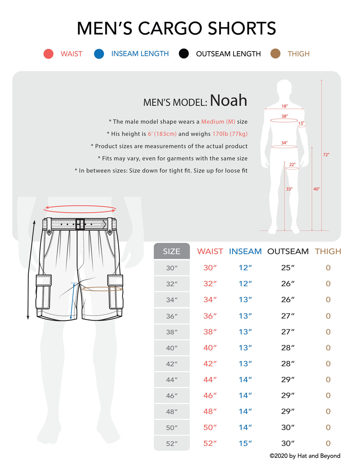 Men’s Premium Loose Fit Twill Cargo Shorts with Belt in Black - Hat and Beyond casual shorts