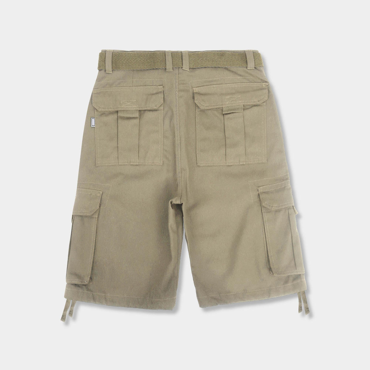 Men’s Premium Loose Fit Twill Cargo Shorts with Belt in Khaki - Hat and Beyond casual shorts