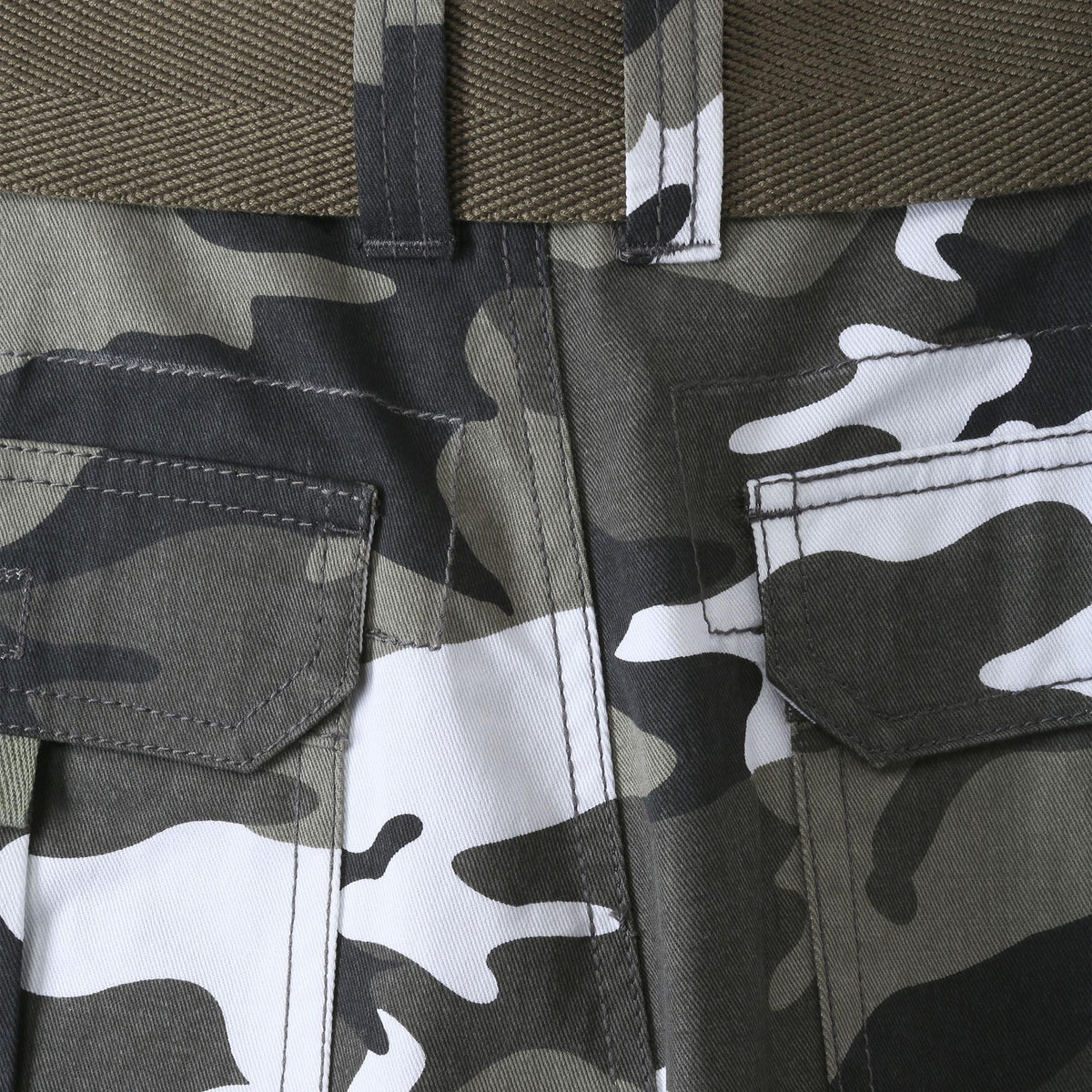 Men’s Premium Loose Fit Twill Cargo Shorts with Belt in Military Camo - Hat and Beyond casual shorts