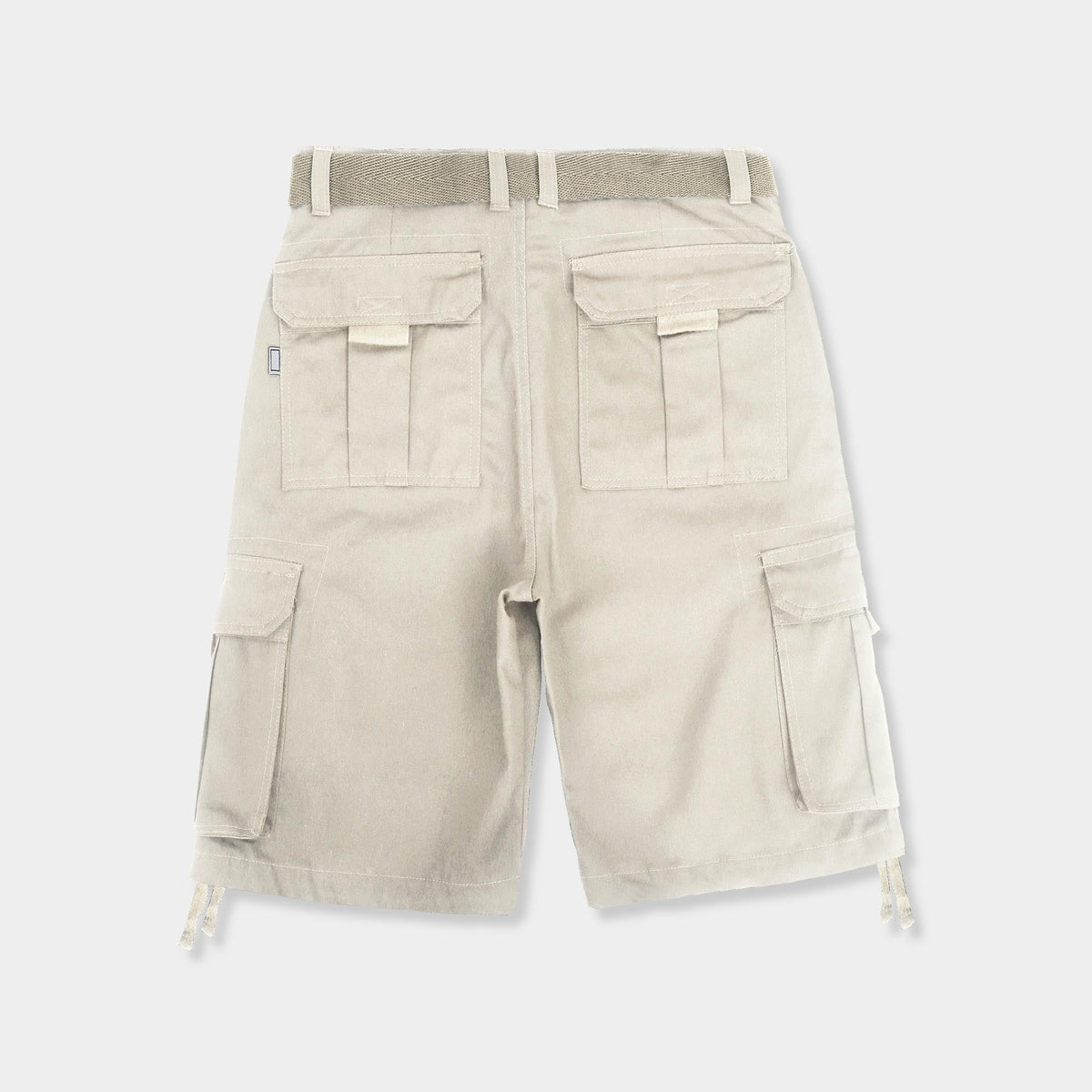 Men’s Premium Loose Fit Twill Cargo Shorts with Belt in Sand - Hat and Beyond casual shorts