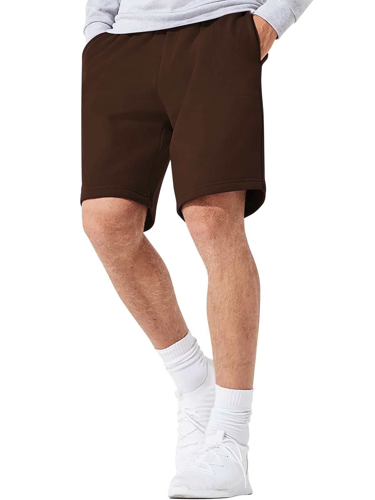 Men’s Brushed Elastic Lightweight Sweat Shorts with Pockets S-2XL in Brown - Hat and Beyond casual shorts