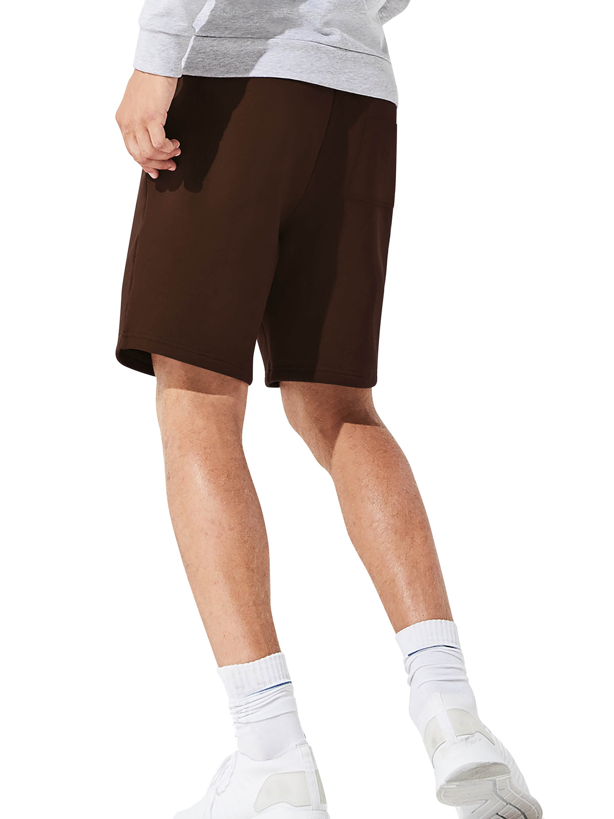 Men’s Brushed Elastic Lightweight Sweat Shorts with Pockets S-2XL in Brown - Hat and Beyond casual shorts