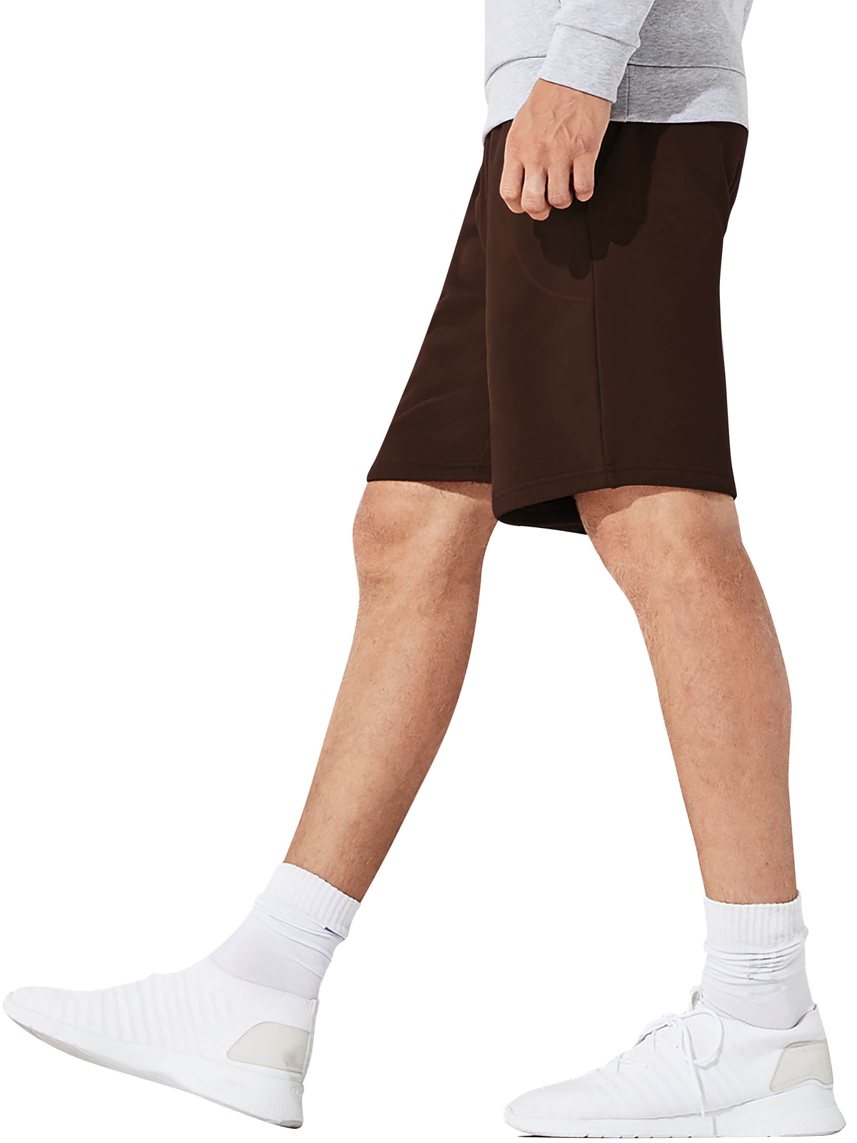 Men’s Brushed Elastic Lightweight Sweat Shorts with Pockets S-2XL in Brown - Hat and Beyond casual shorts