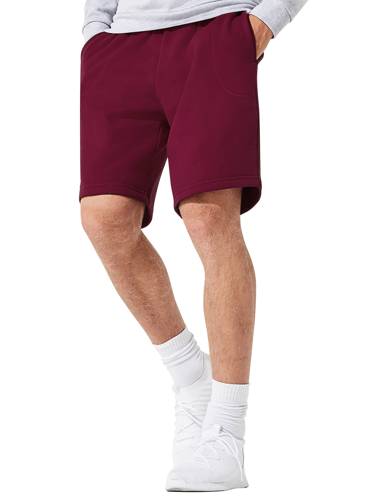 Men’s Brushed Elastic Lightweight Sweat Shorts with Pockets Plus Size 3XL-5XL in Burgundy - Hat and Beyond casual shorts