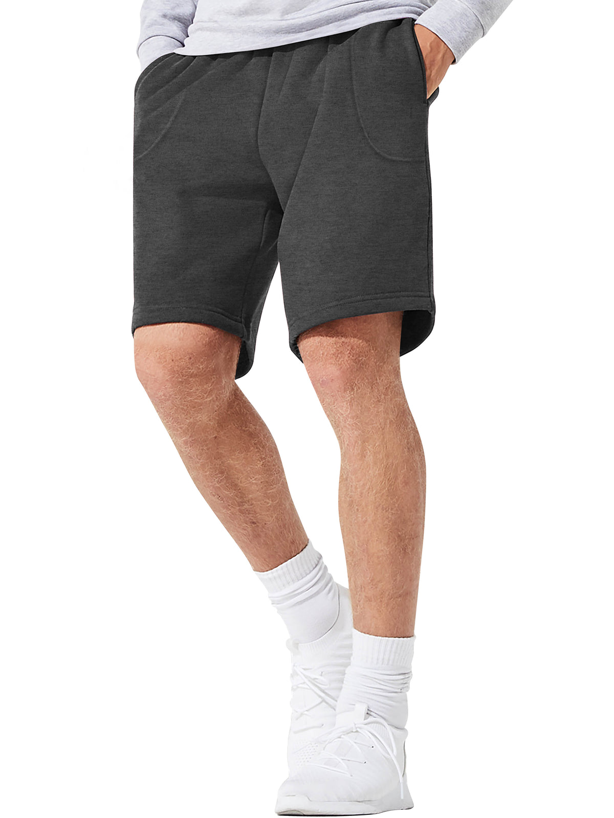 Men’s Brushed Elastic Lightweight Sweat Shorts with Pockets S-2XL in Charcoal - Hat and Beyond casual shorts