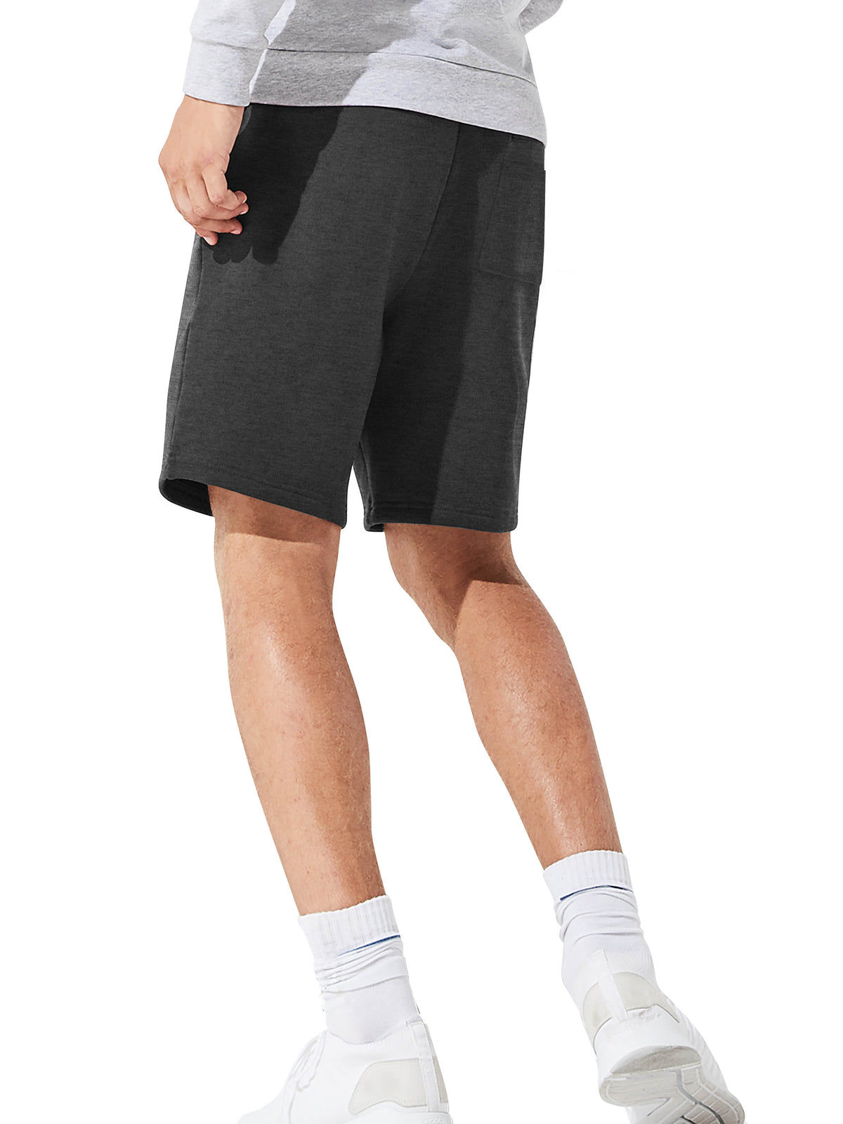 Men’s Brushed Elastic Lightweight Sweat Shorts with Pockets Plus Size 3XL-5XL in Charcoal - Hat and Beyond casual shorts