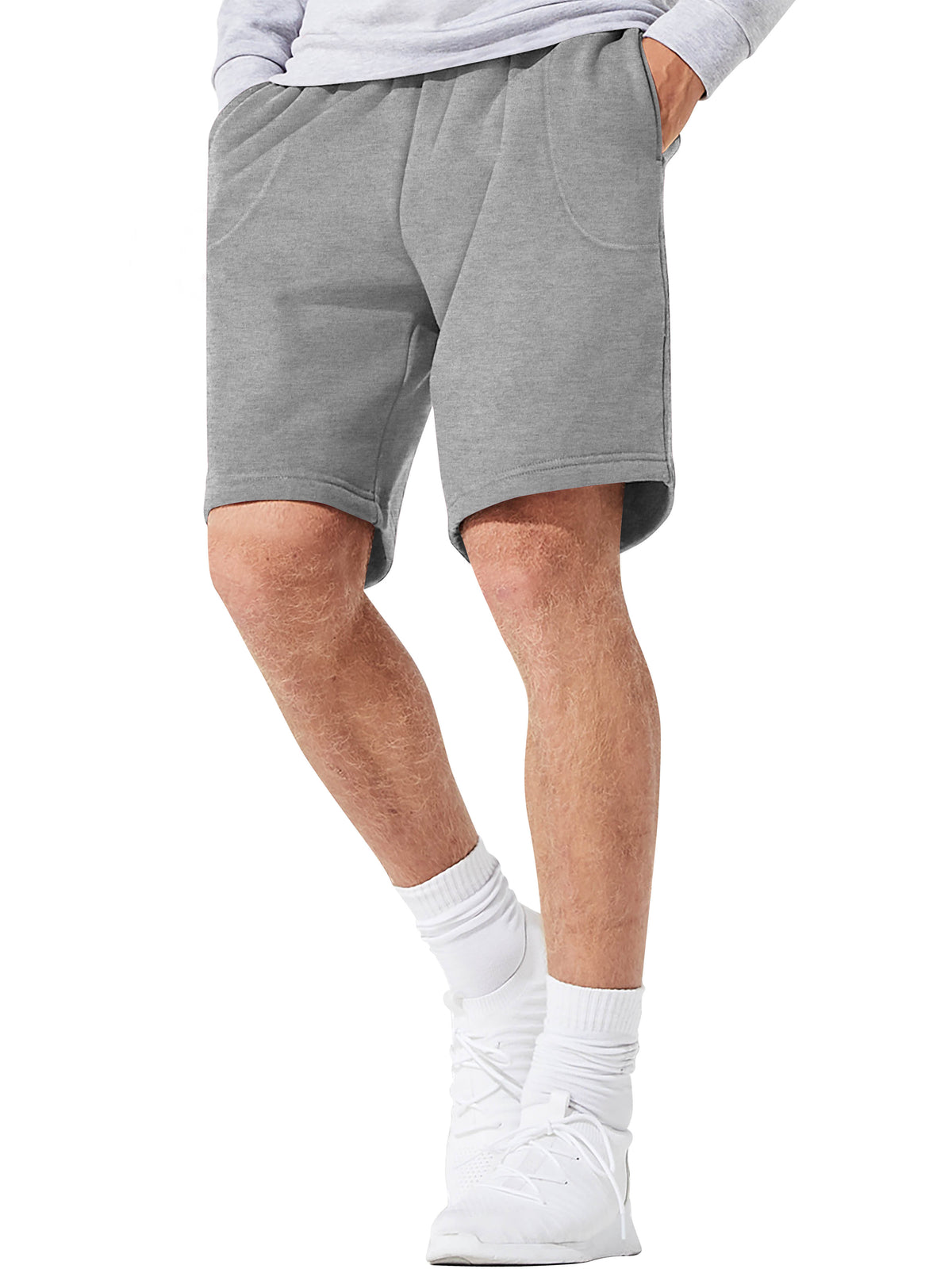 Men’s Brushed Elastic Lightweight Sweat Shorts with Pockets S-2XL in Medium Gray - Hat and Beyond casual shorts