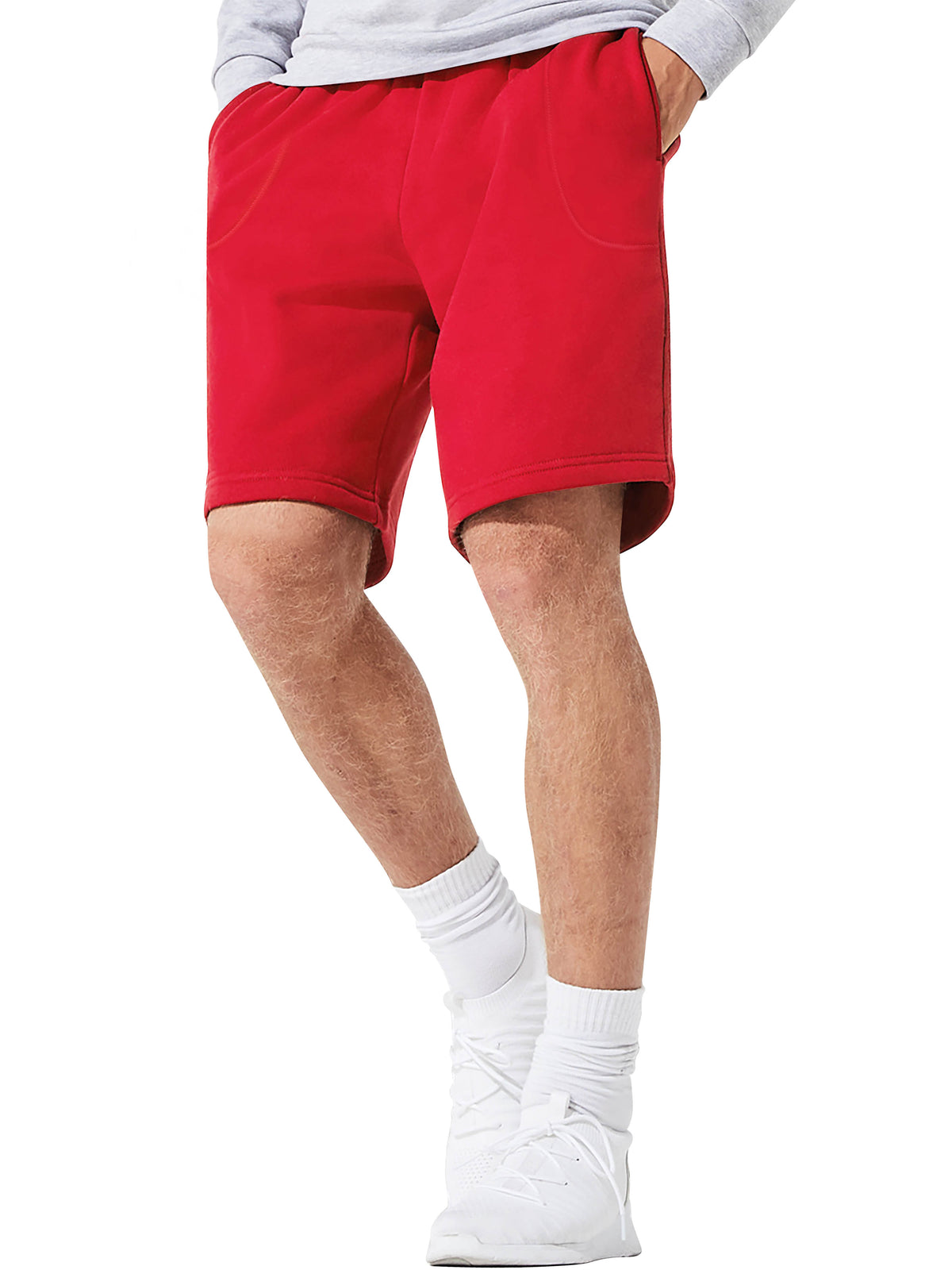Men’s Brushed Elastic Lightweight Sweat Shorts with Pockets S-2XL in Red - Hat and Beyond casual shorts