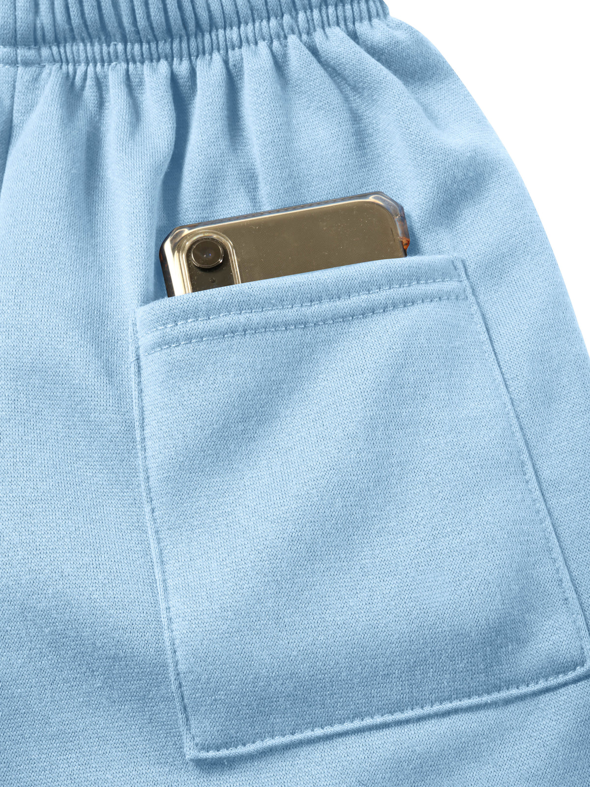 Men’s Brushed Elastic Lightweight Sweat Shorts with Pockets Plus Size 3XL-5XL in Sky Blue - Hat and Beyond casual shorts