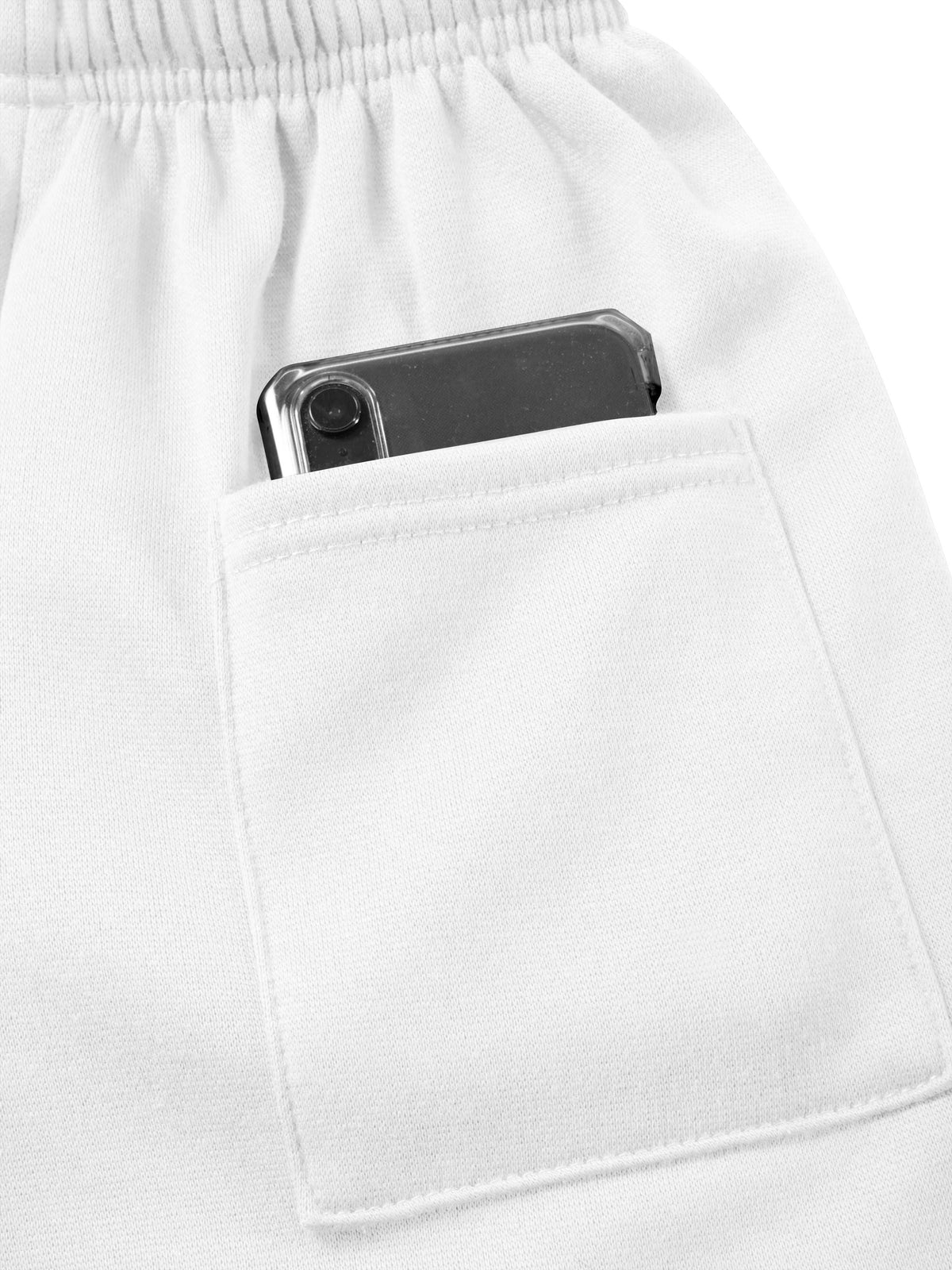 Men’s Brushed Elastic Lightweight Sweat Shorts with Pockets Plus Size 3XL-5XL in White - Hat and Beyond casual shorts