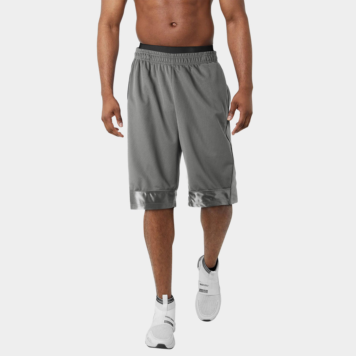 Men’s Heavyweight Mesh Shorts with Pockets Basketball Gym Workout Short in Heather Gray - Hat and Beyond casual shorts