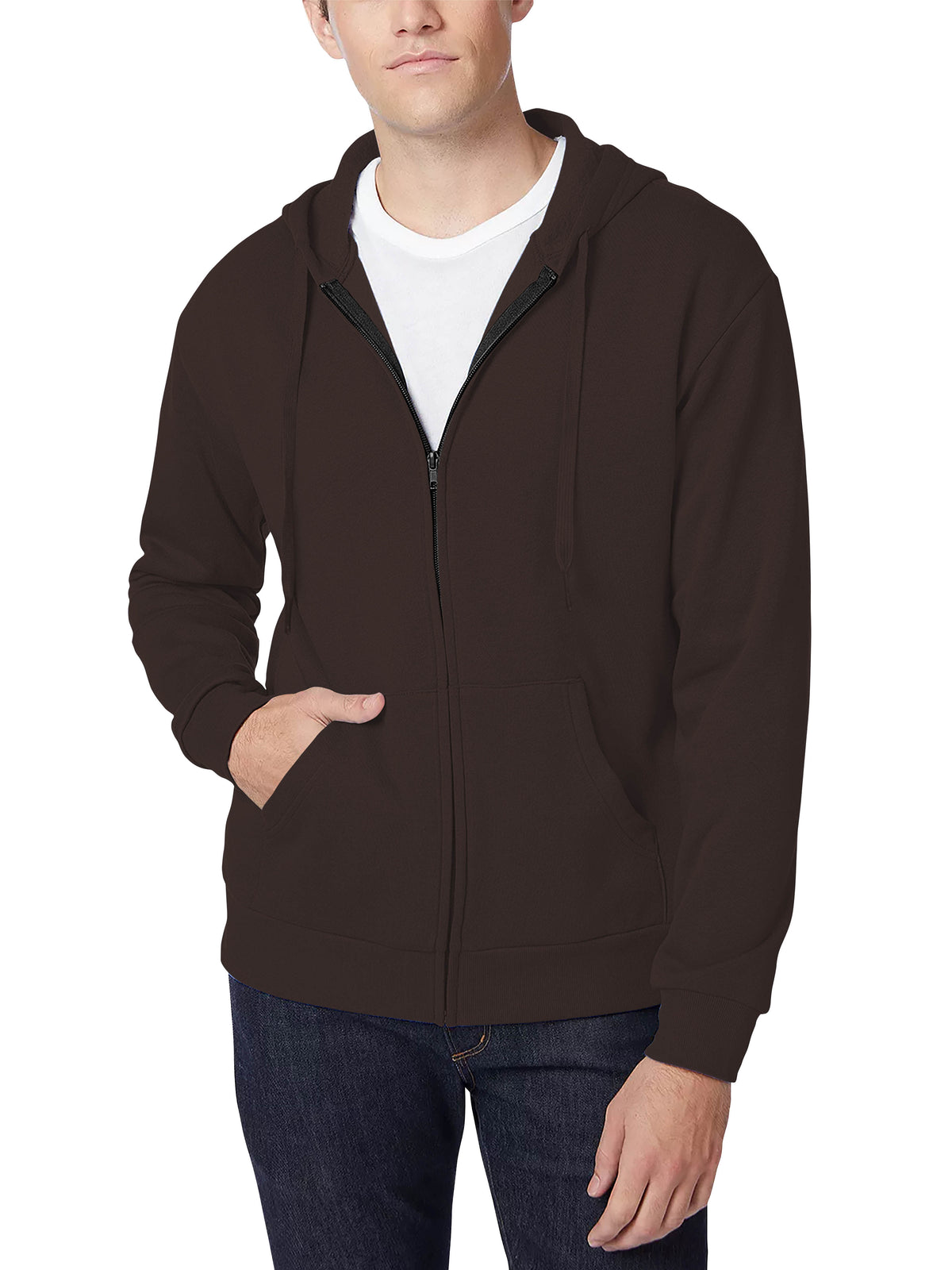Men’s Ultimate Heavyweight Zip Up Hoodie Jacket 2XL-5XL in Brown - Hat and Beyond hoodie