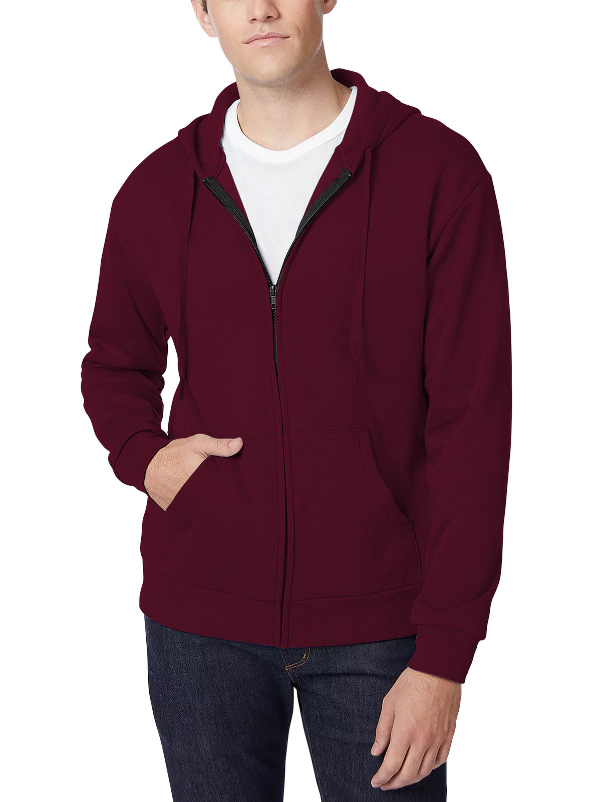 Men’s Ultimate Heavyweight Zip Up Hoodie Jacket XS-XL in Burgundy - Hat and Beyond hoodie