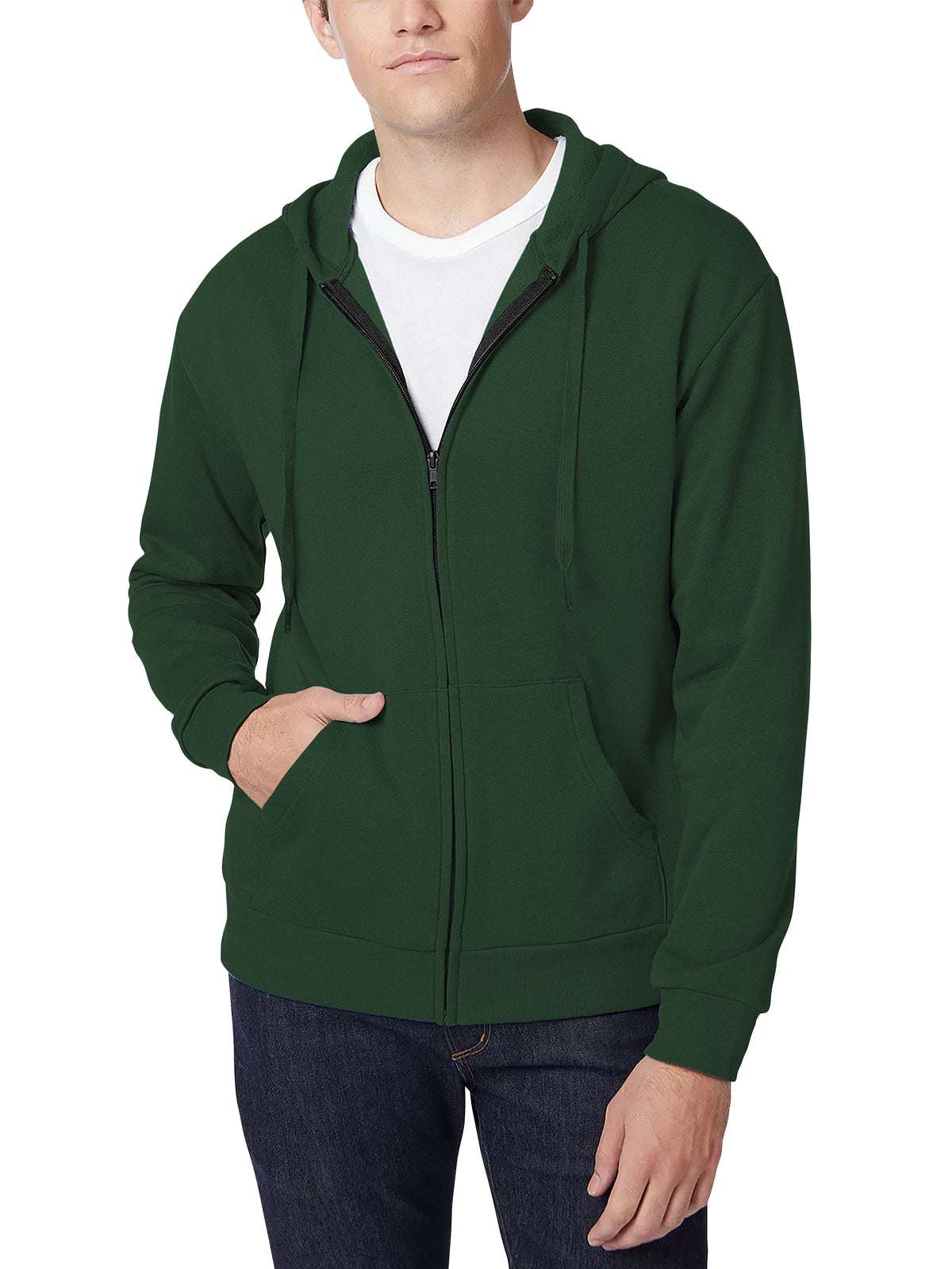 Men’s Ultimate Heavyweight Zip Up Hoodie Jacket 2XL-5XL in Hunter Green - Hat and Beyond hoodie
