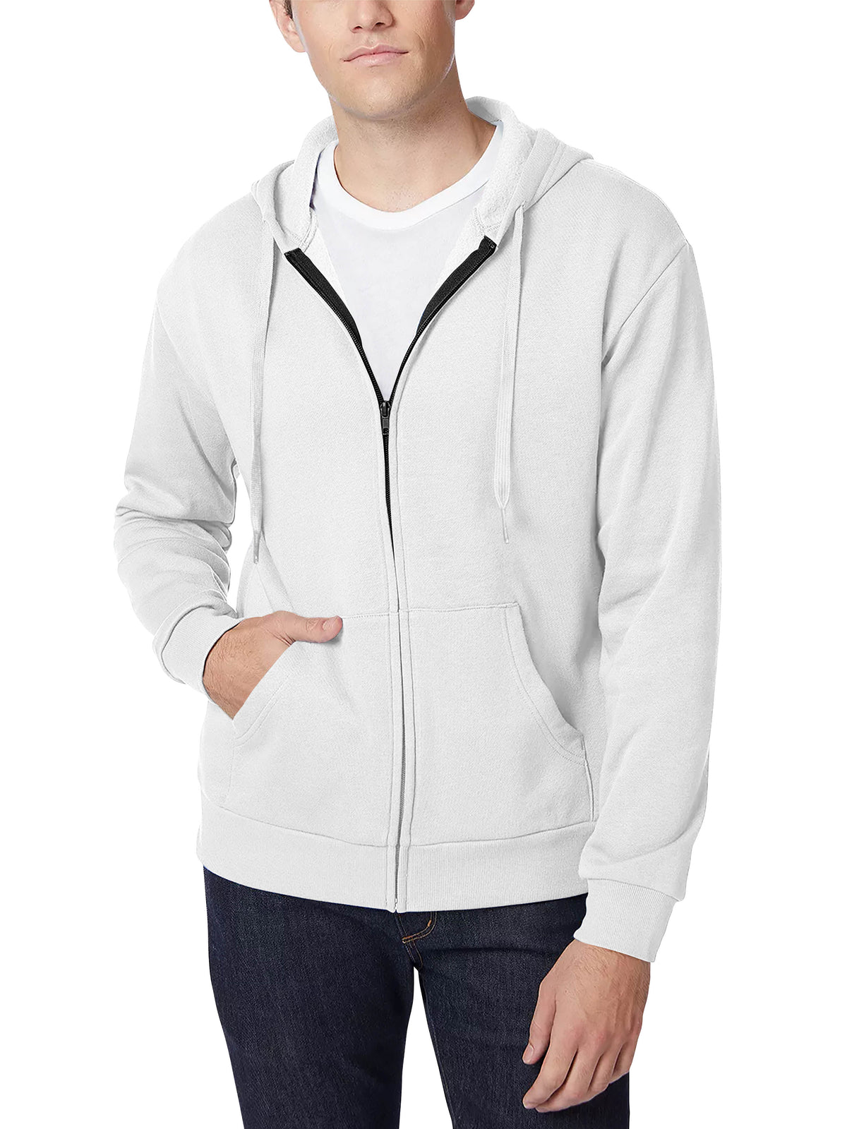 Men’s Ultimate Heavyweight Zip Up Hoodie Jacket 2XL-5XL in White - Hat and Beyond hoodie