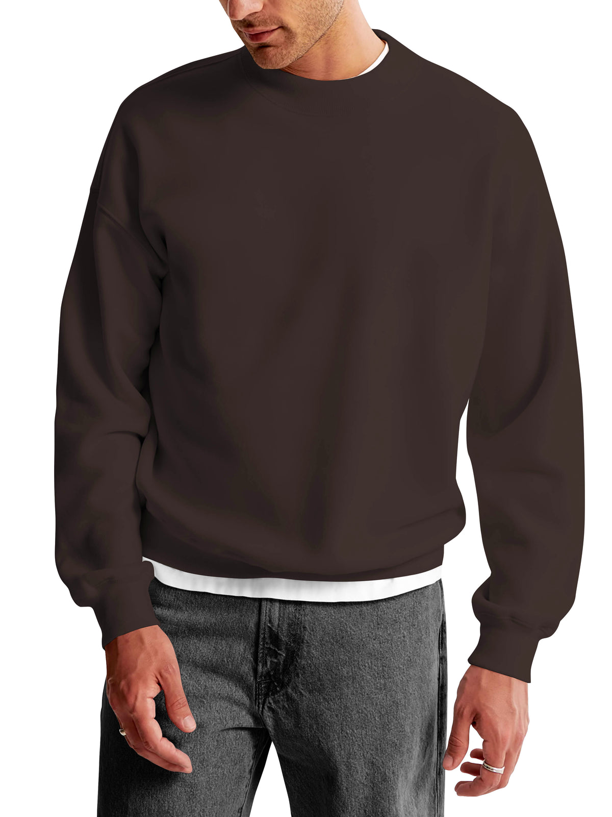 Men’s Ultimate Heavyweight Crewneck Sweatshirt XS-XL in Brown - Hat and Beyond crewneck sweatshirt
