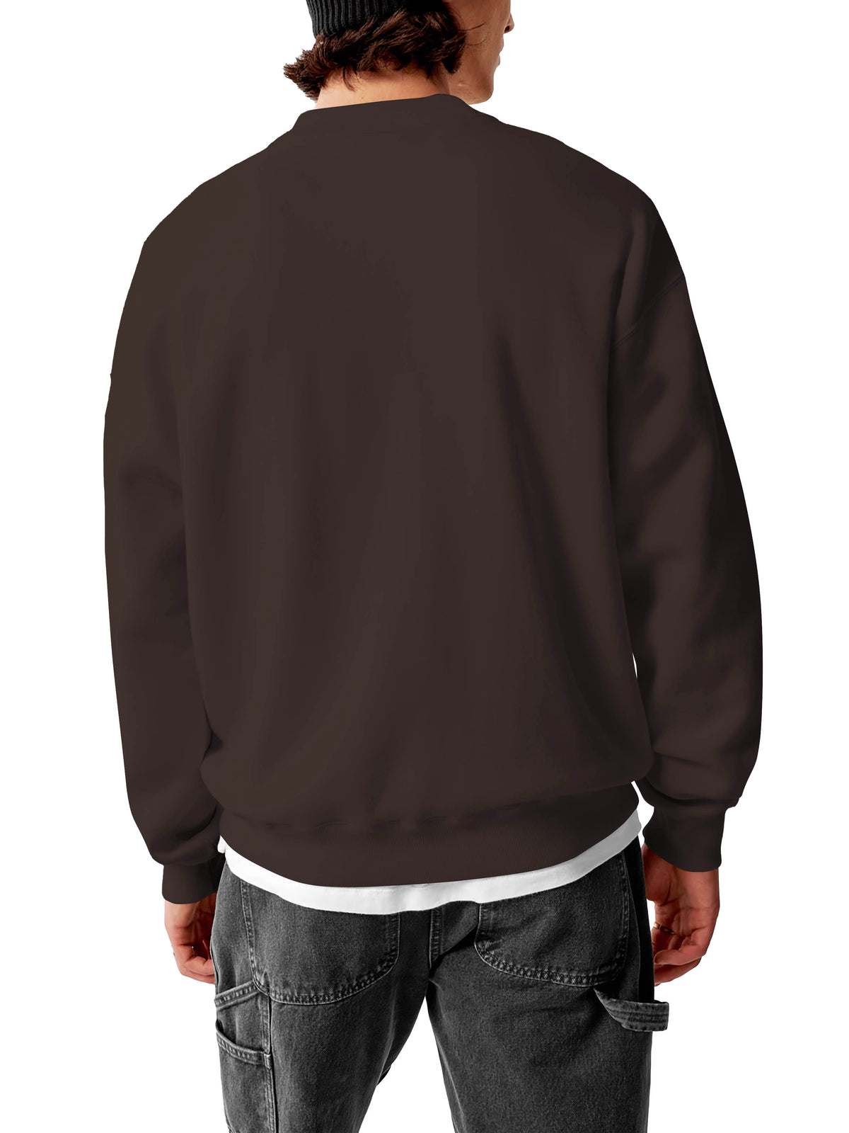 Men’s Ultimate Heavyweight Crewneck Sweatshirt XS-XL in Brown - Hat and Beyond crewneck sweatshirt