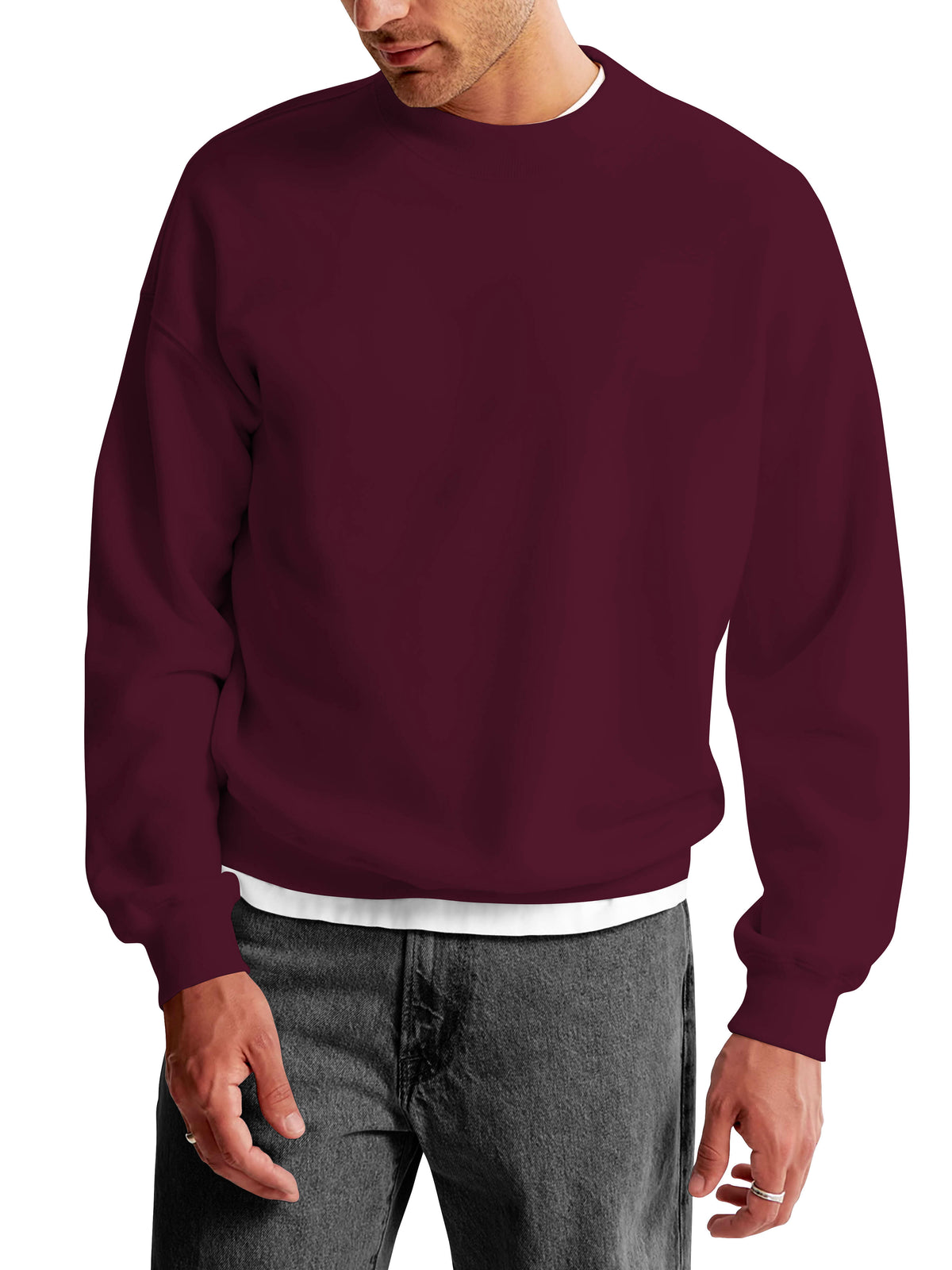 Men’s Ultimate Heavyweight Crewneck Sweatshirt XS-XL in Burgundy - Hat and Beyond crewneck sweatshirt