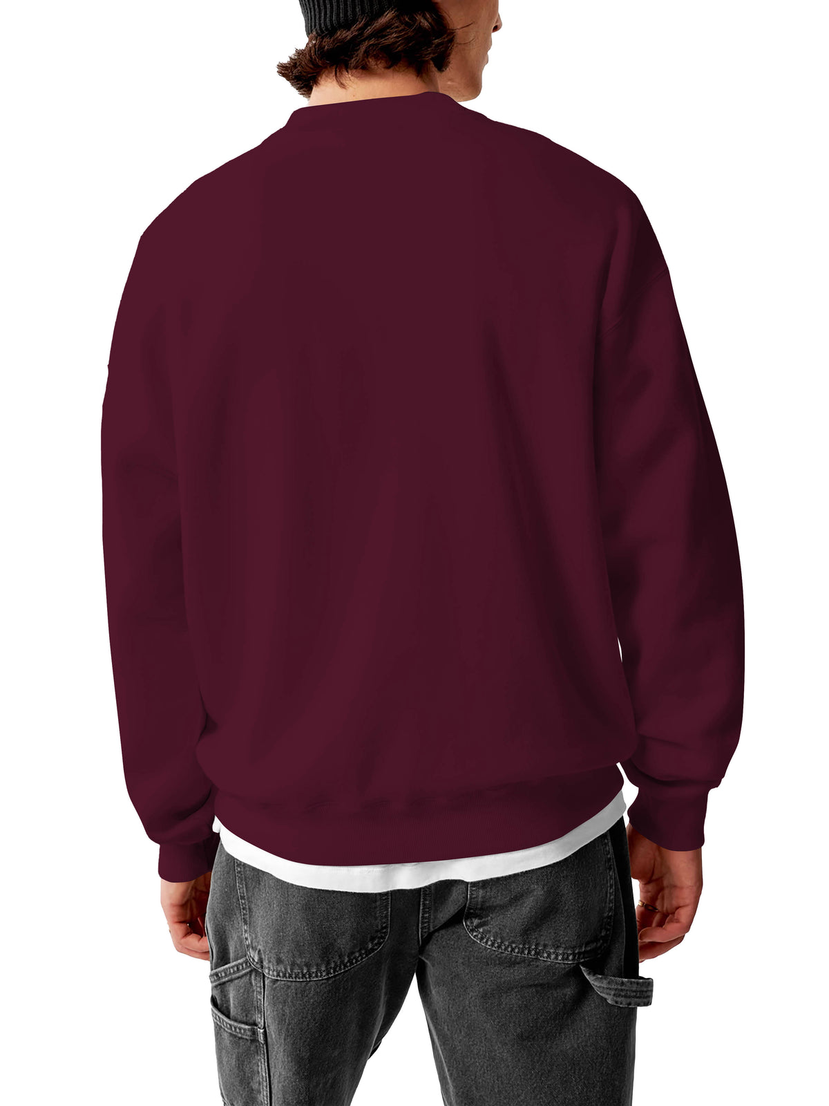 Men’s Ultimate Heavyweight Crewneck Sweatshirt XS-XL in Burgundy - Hat and Beyond crewneck sweatshirt