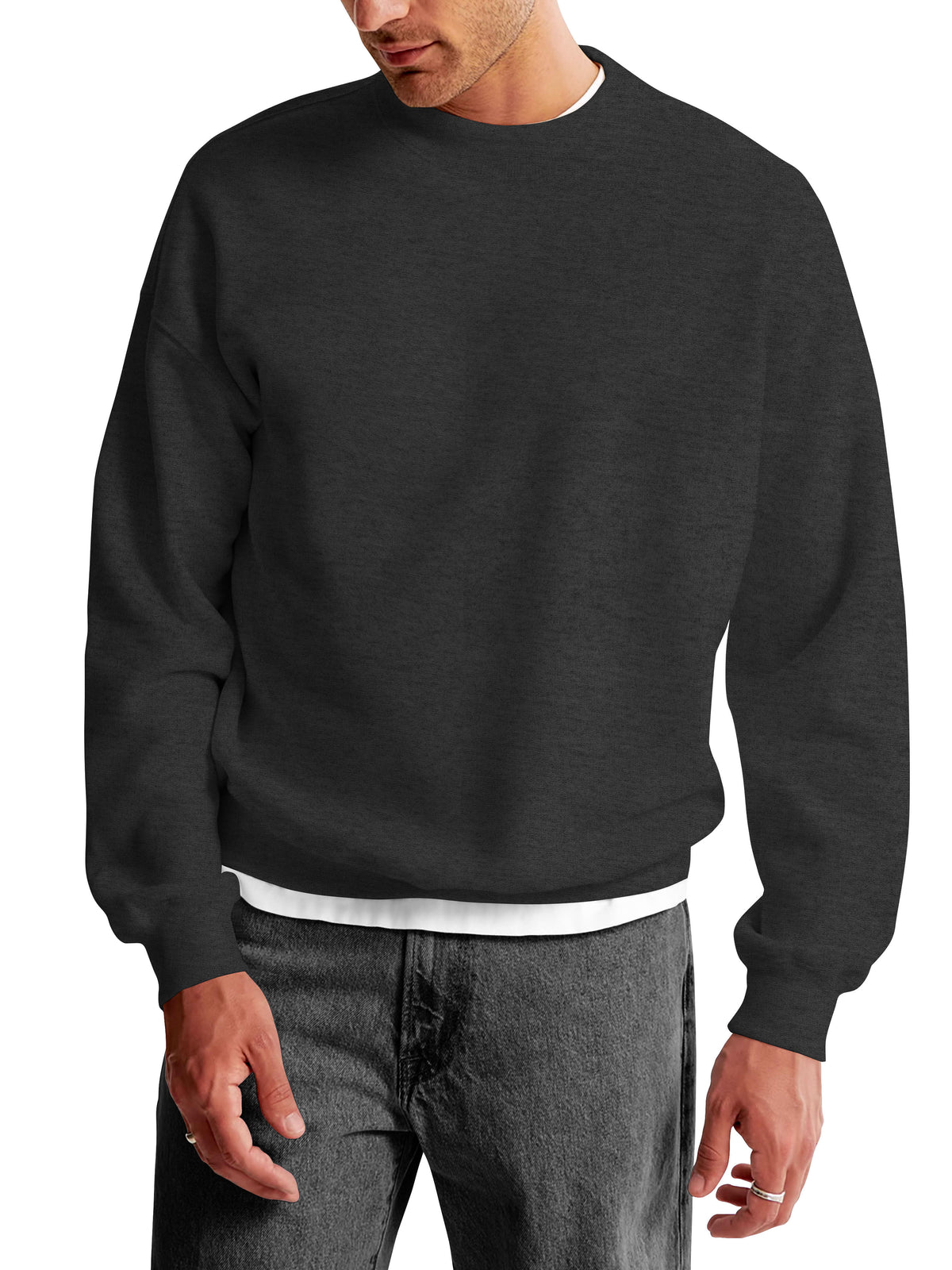 Men’s Ultimate Heavyweight Crewneck Sweatshirt XS-XL in Charcoal Heather - Hat and Beyond crewneck sweatshirt