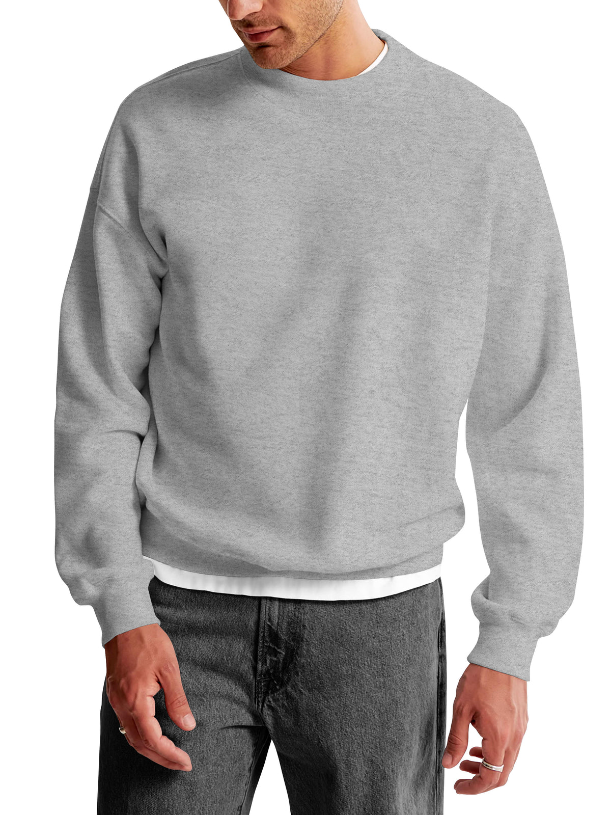 Men’s Ultimate Heavyweight Crewneck Sweatshirt XS-XL in Heather Gray - Hat and Beyond crewneck sweatshirt