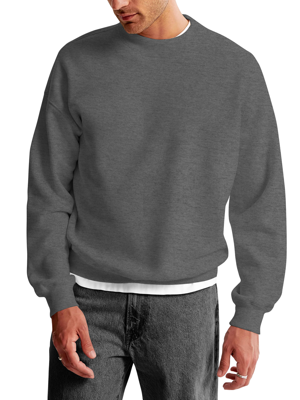 Men’s Ultimate Heavyweight Crewneck Sweatshirt XS-XL in Medium Gray - Hat and Beyond crewneck sweatshirt