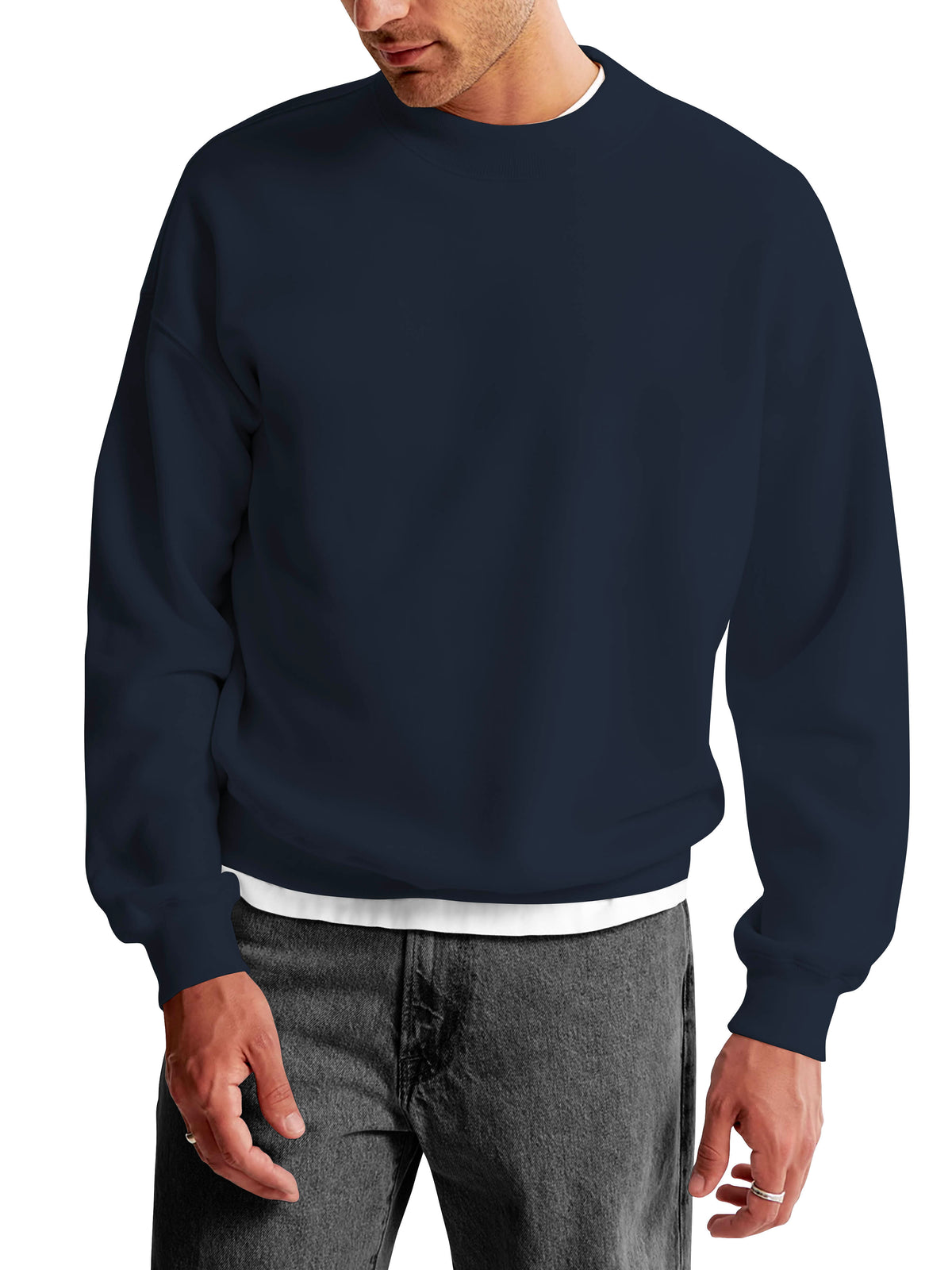Men’s Ultimate Heavyweight Crewneck Sweatshirt XS-XL in Navy - Hat and Beyond crewneck sweatshirt