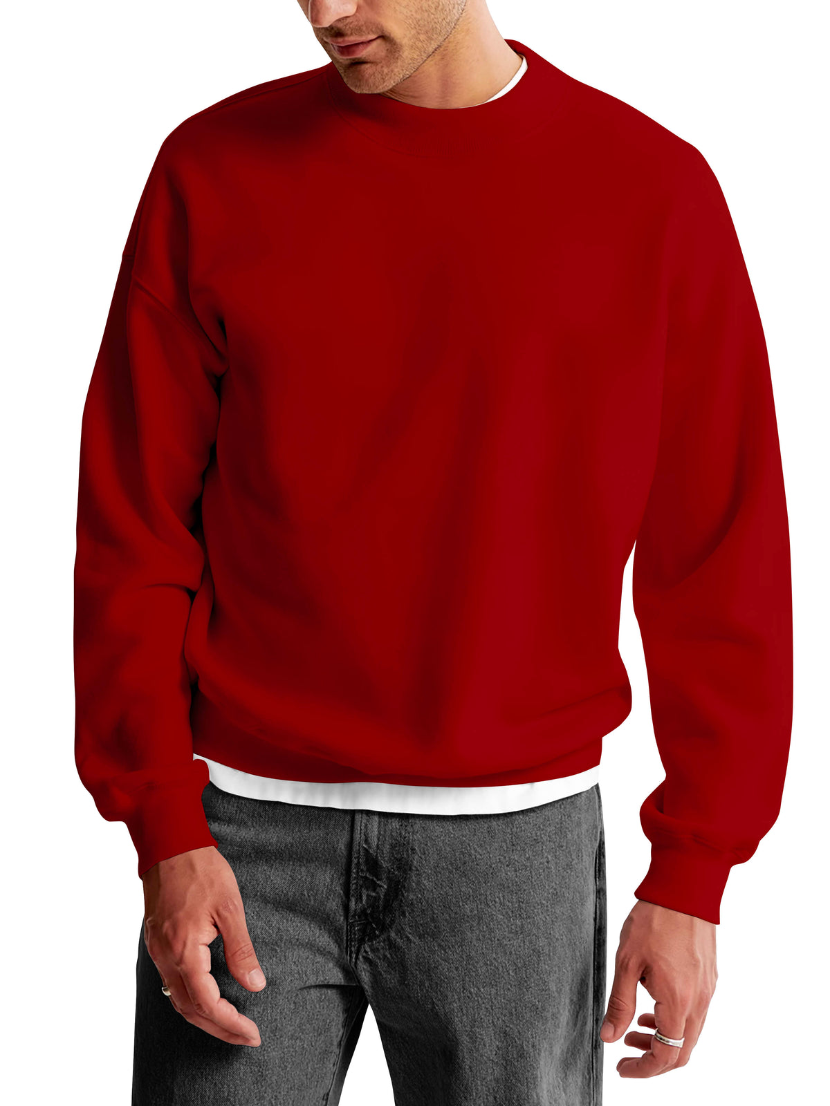 Men’s Ultimate Heavyweight Crewneck Sweatshirt XS-XL in Red - Hat and Beyond crewneck sweatshirt