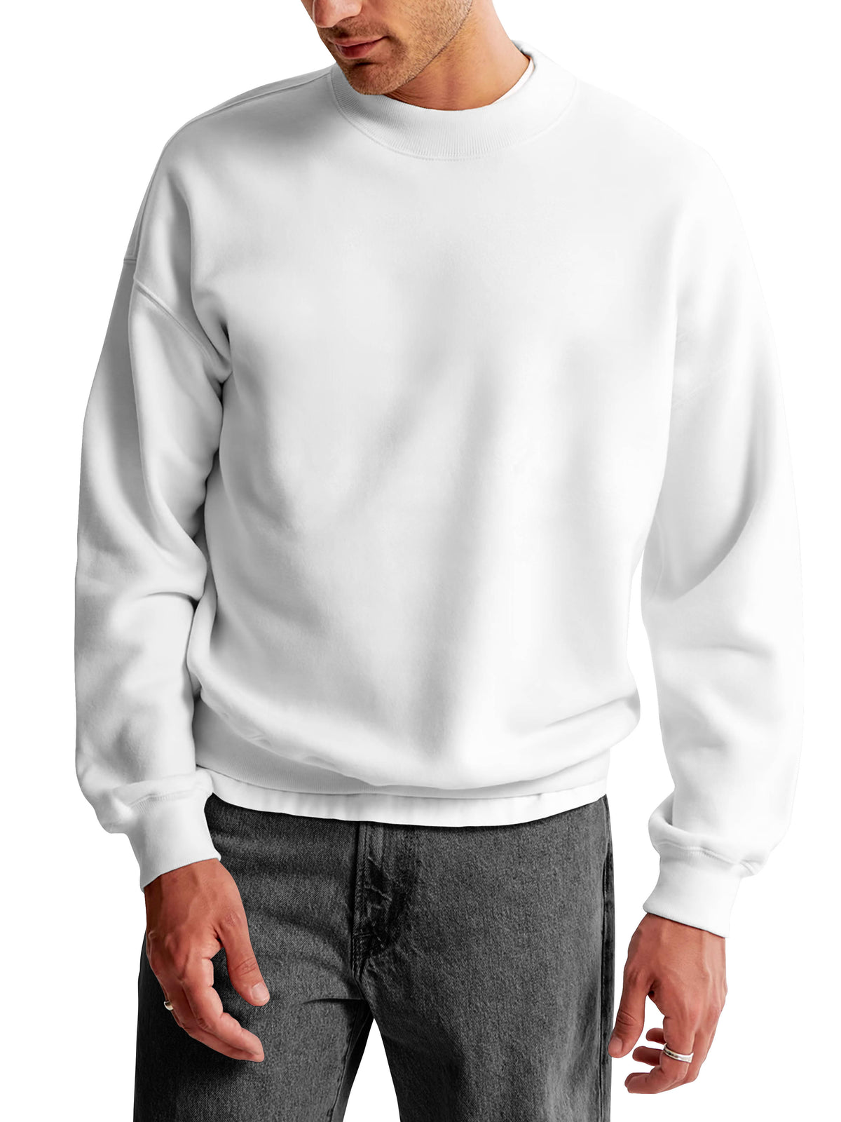 Men’s Ultimate Heavyweight Crewneck Sweatshirt XS-XL in White - Hat and Beyond crewneck sweatshirt