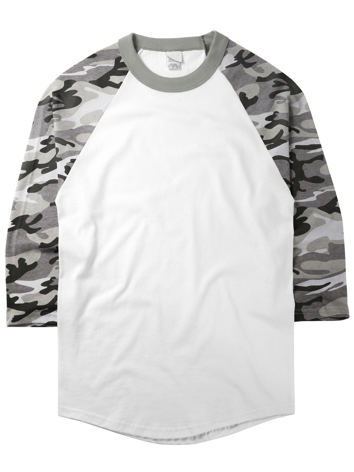 Men’s Raglan 3/4 Baseball Jersey Shirt in White/White Camo - Hat and Beyond baseball jersey