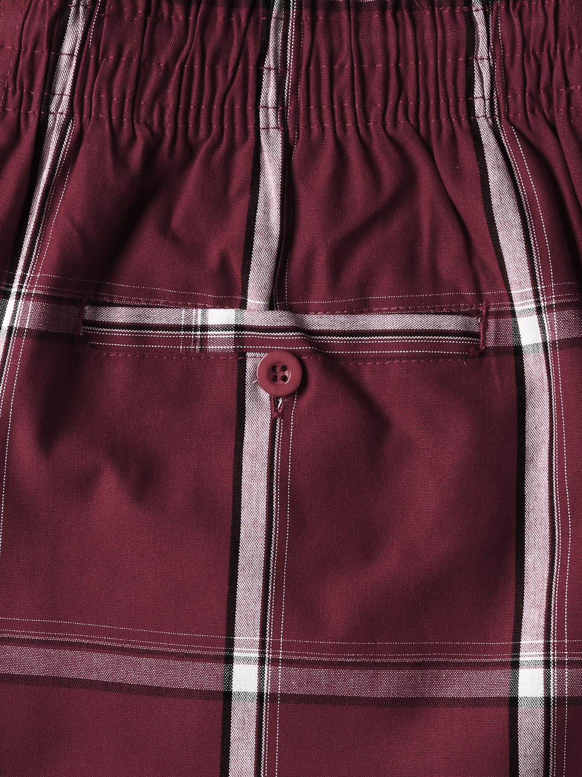 Men’s Checkered Plaid Cargo Shorts in Burgundy - Hat and Beyond casual shorts