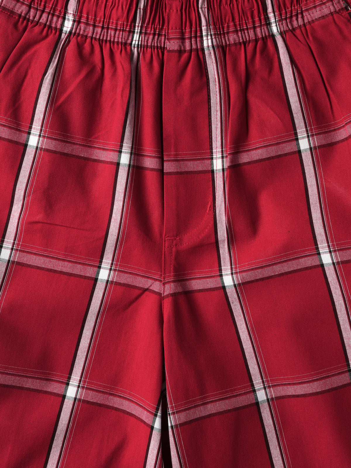 Men’s Checkered Plaid Cargo Shorts in Red - Hat and Beyond casual shorts