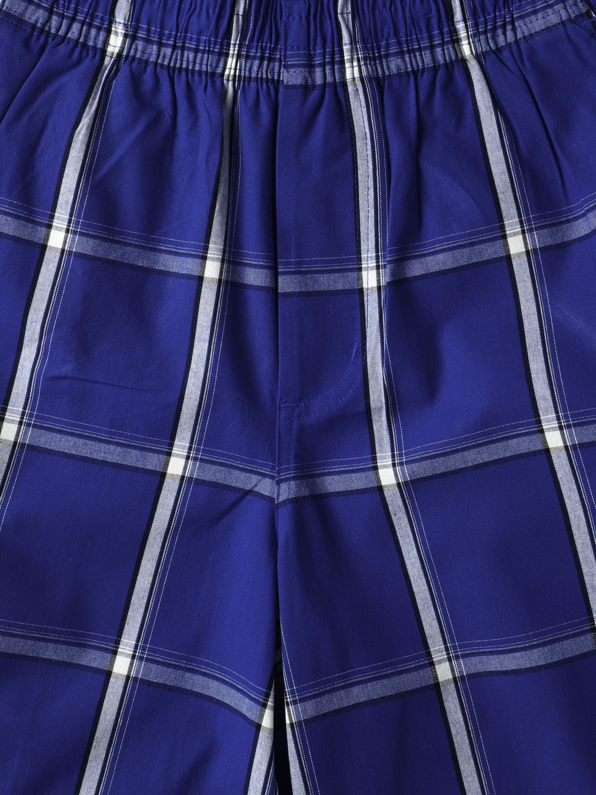 Men’s Checkered Plaid Cargo Shorts in Royal Blue - Hat and Beyond casual shorts