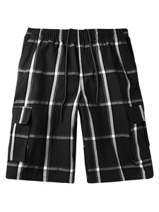 Mens Checkered Plaid Cargo Shorts Cargo Shorts Hat and Beyond