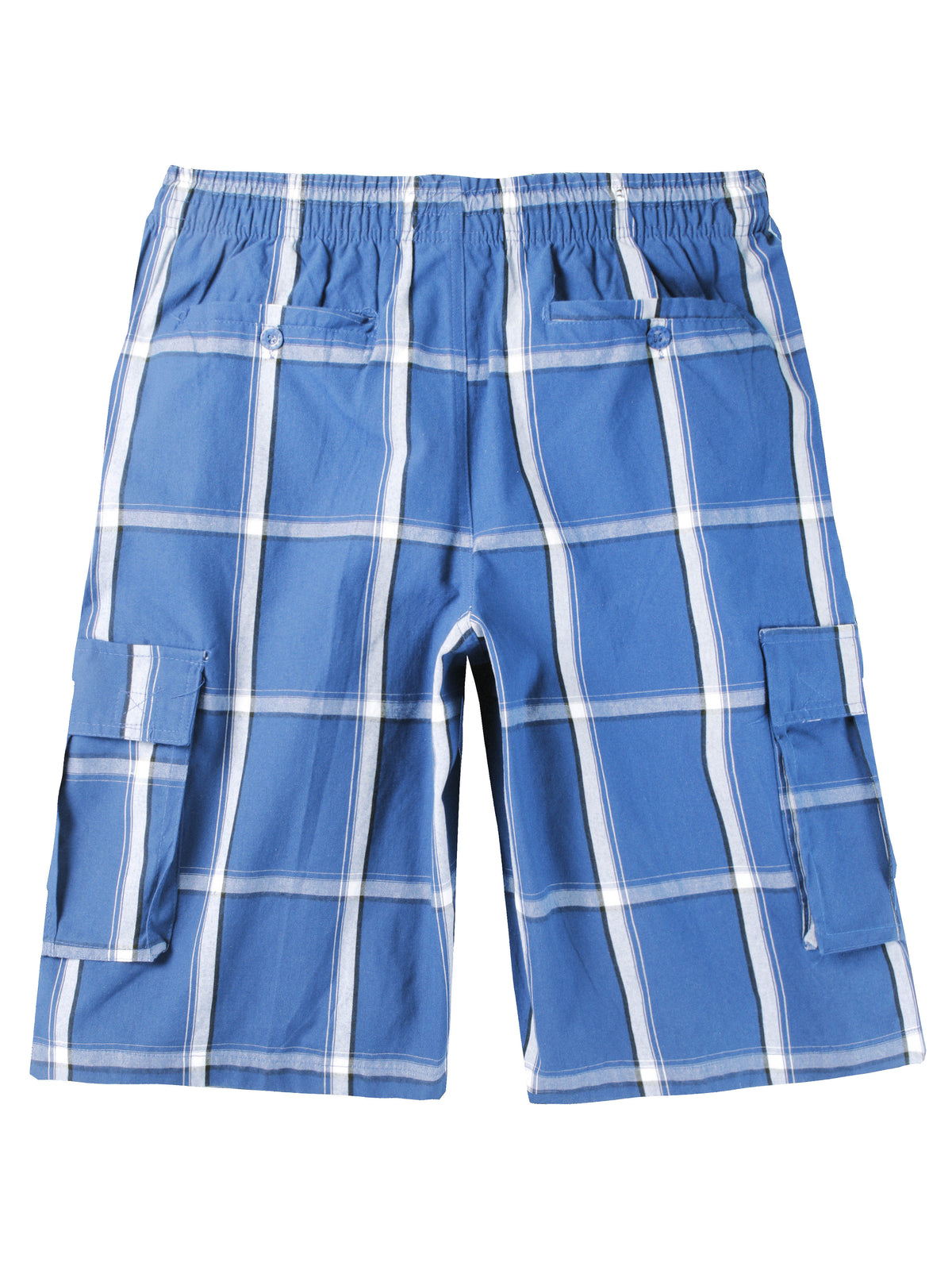 Men’s Checkered Plaid Cargo Shorts in Sky Blue - Hat and Beyond casual shorts